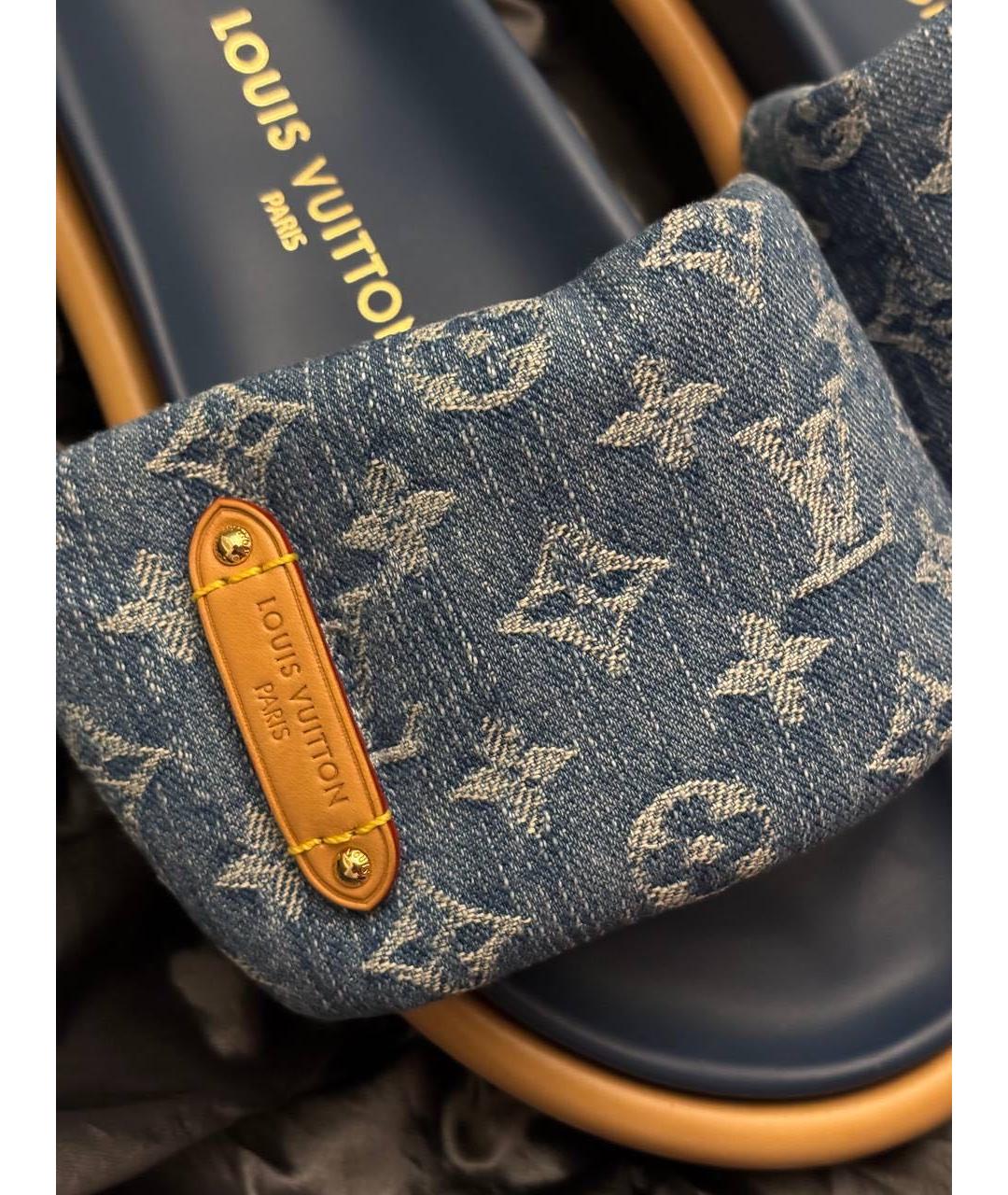 LOUIS VUITTON Синие текстильные сандалии, фото 5