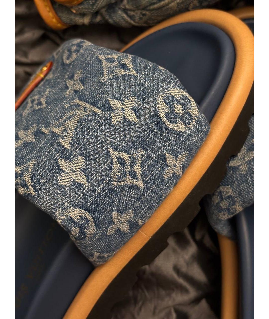 LOUIS VUITTON Синие текстильные сандалии, фото 4