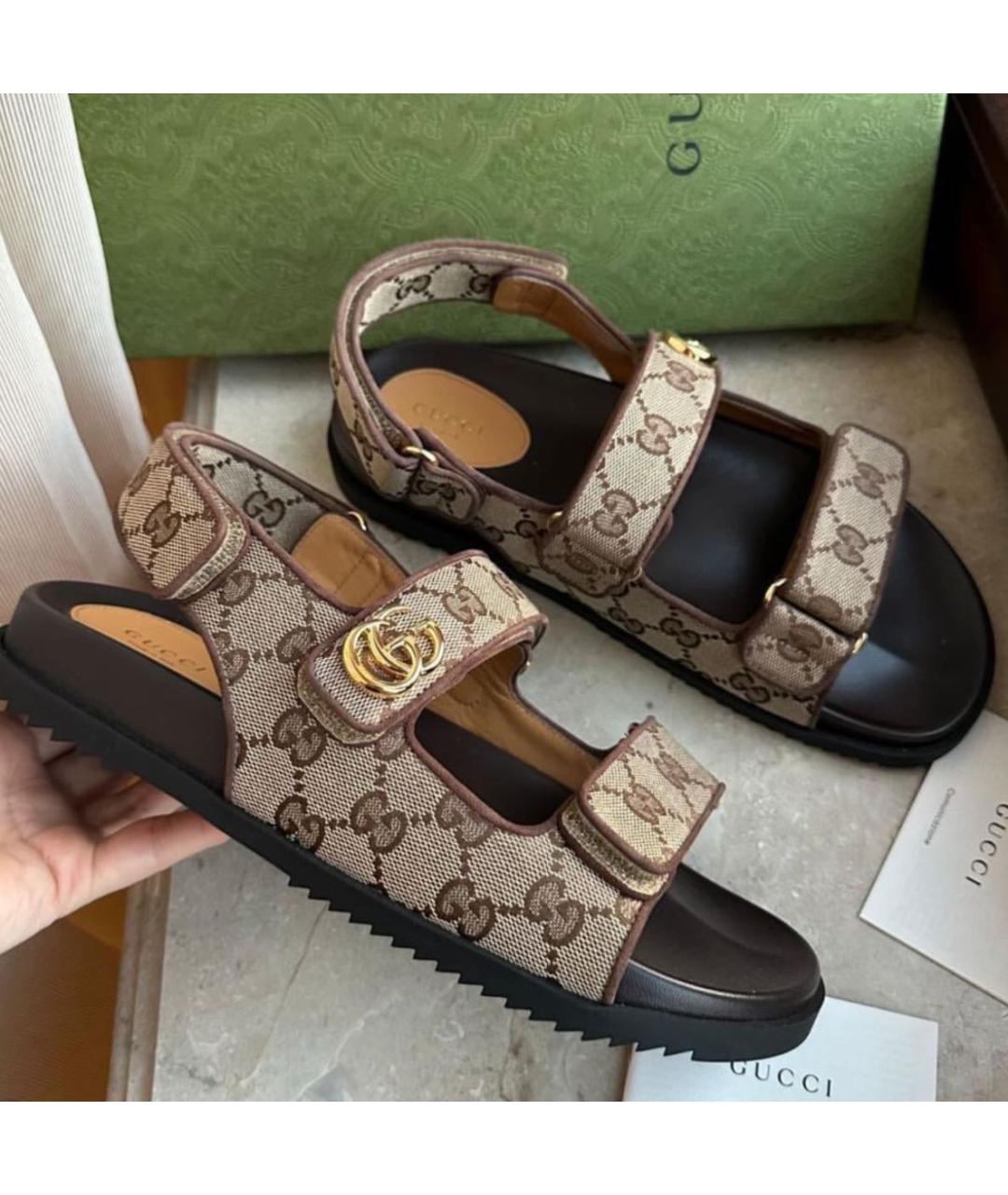 GUCCI Коричневые кожаные сандалии, фото 5