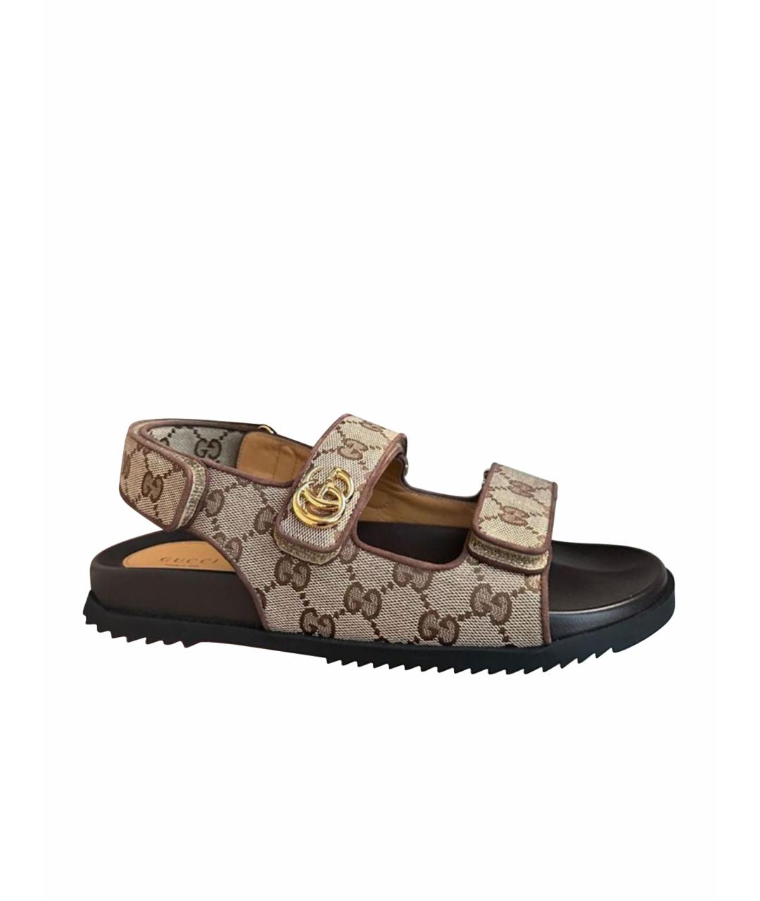 GUCCI Коричневые кожаные сандалии, фото 1
