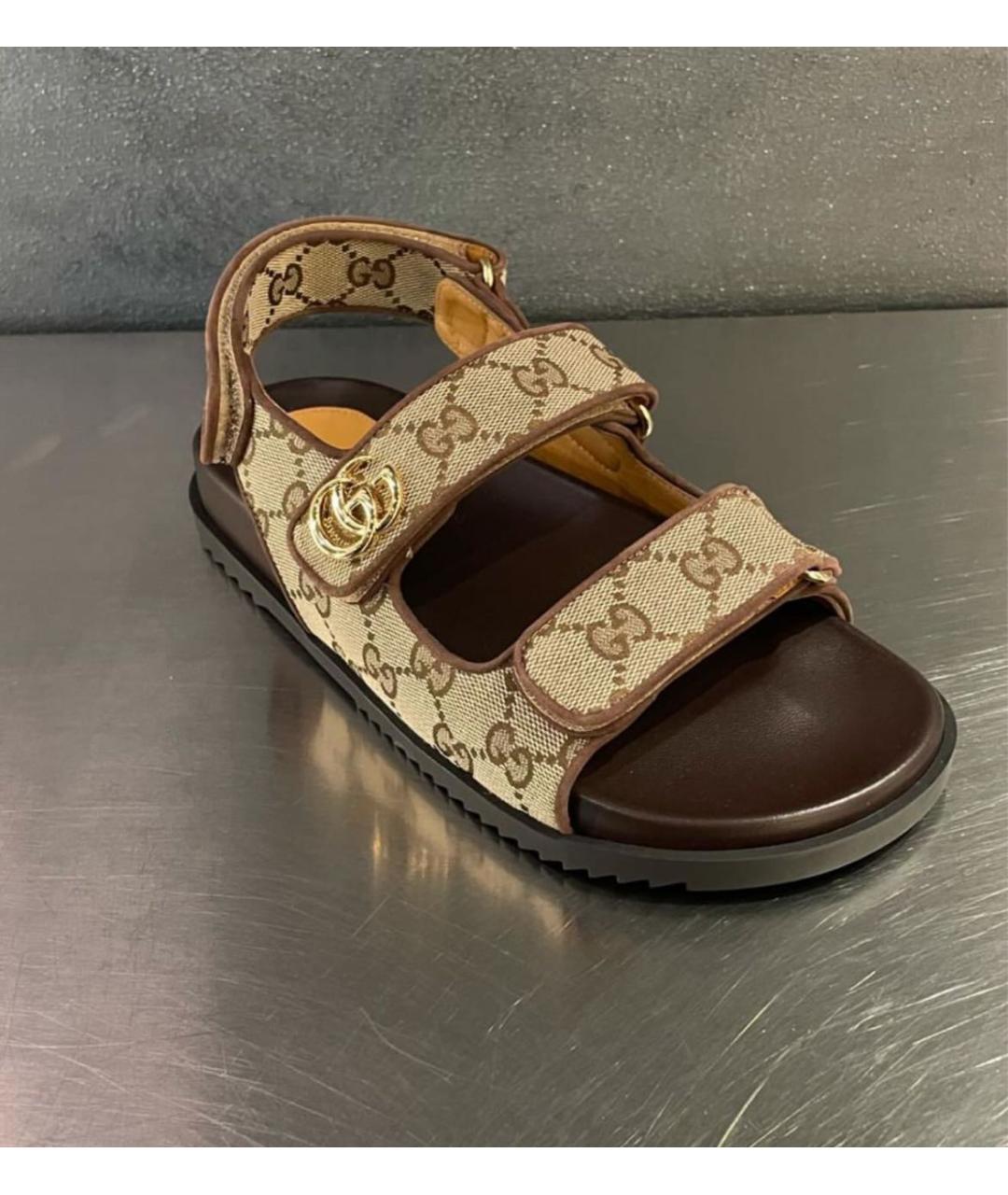 GUCCI Коричневые кожаные сандалии, фото 2