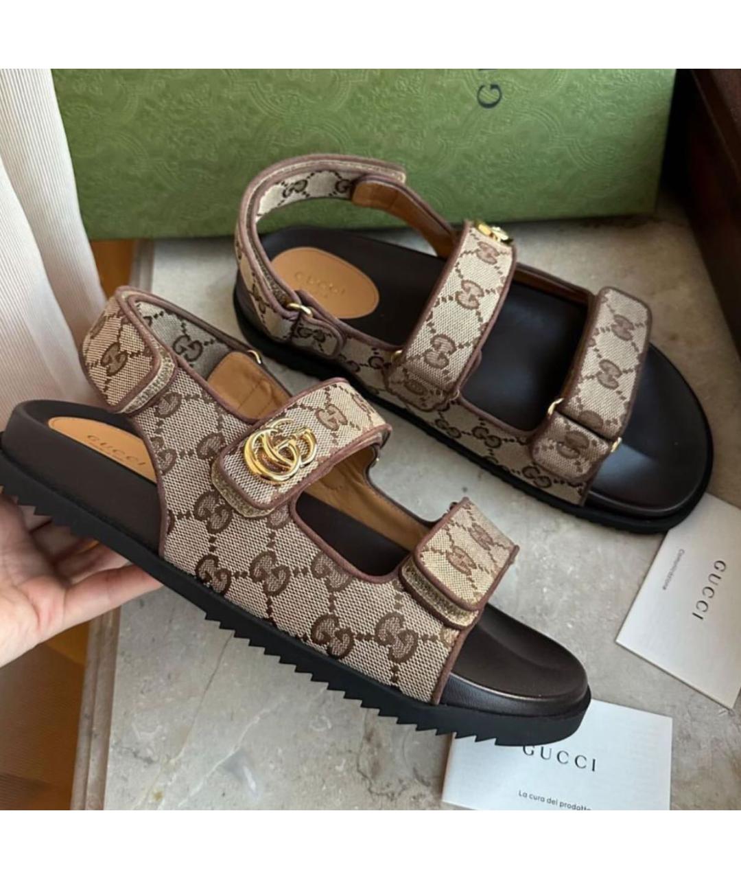 GUCCI Коричневые кожаные сандалии, фото 3