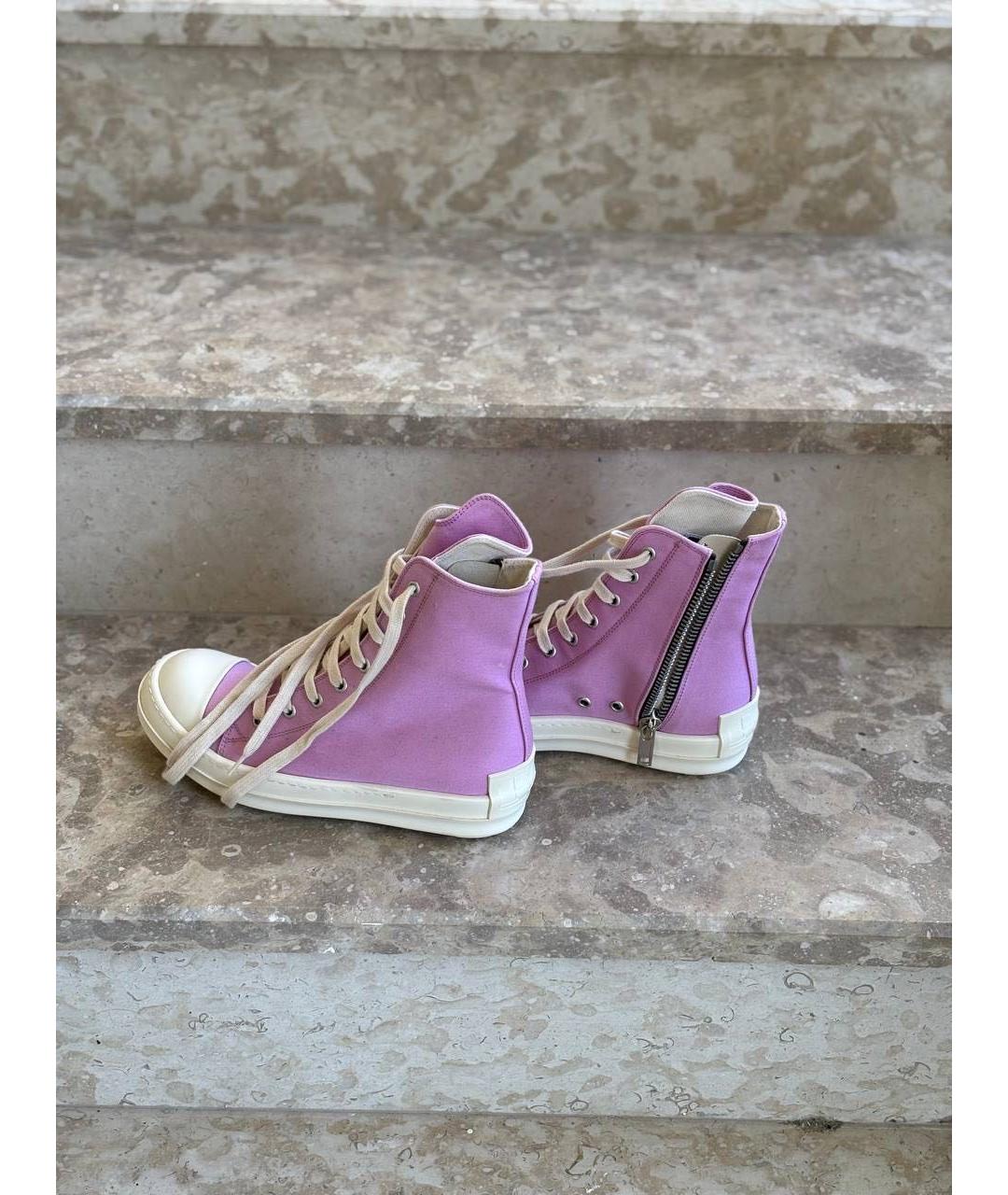 RICK OWENS Розовые кожаные кеды, фото 4
