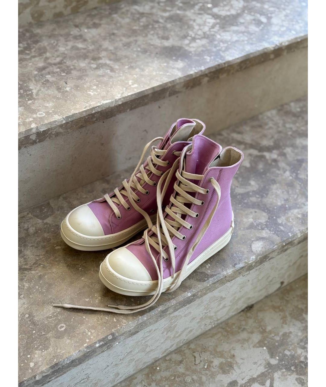 RICK OWENS Розовые кожаные кеды, фото 5