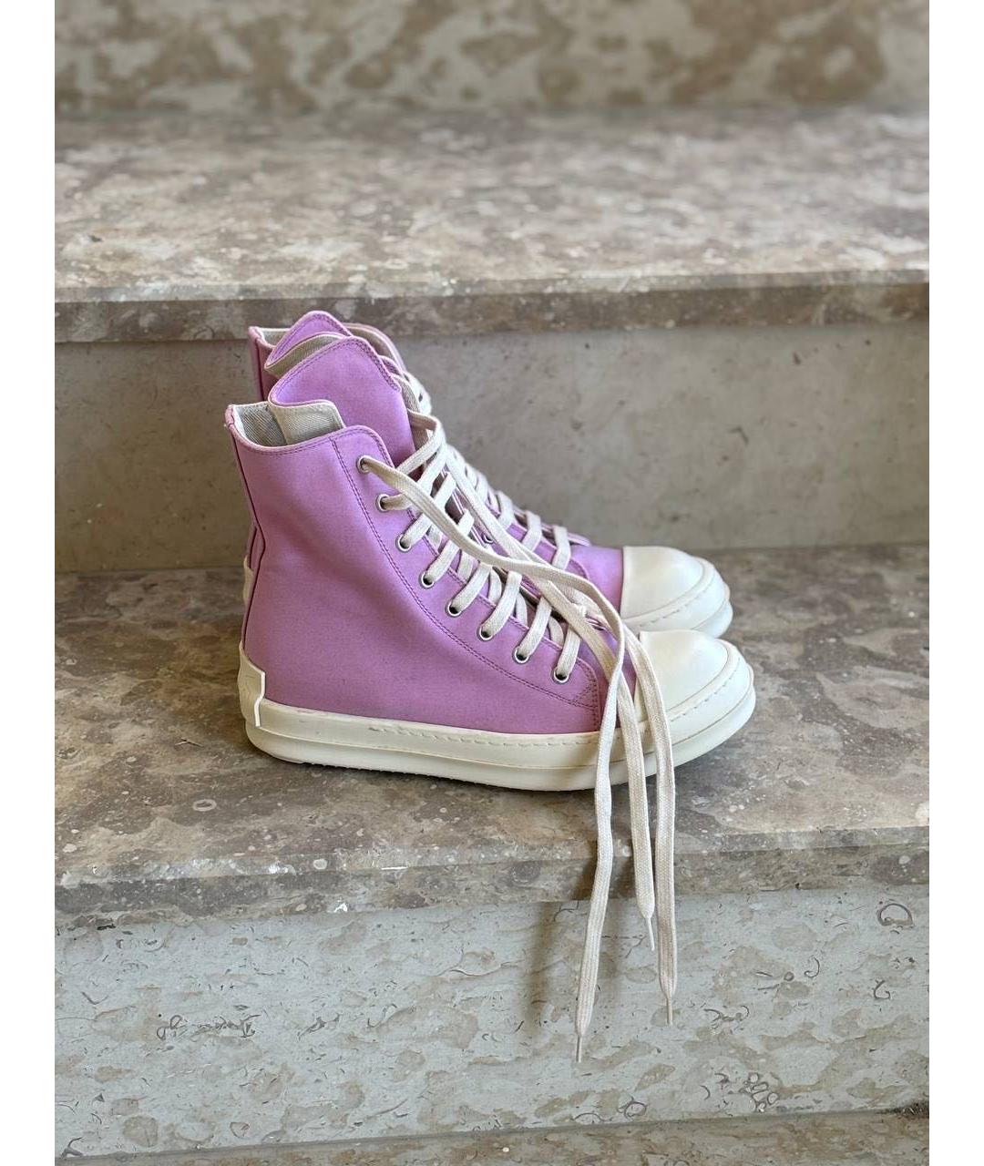 RICK OWENS Розовые кожаные кеды, фото 6