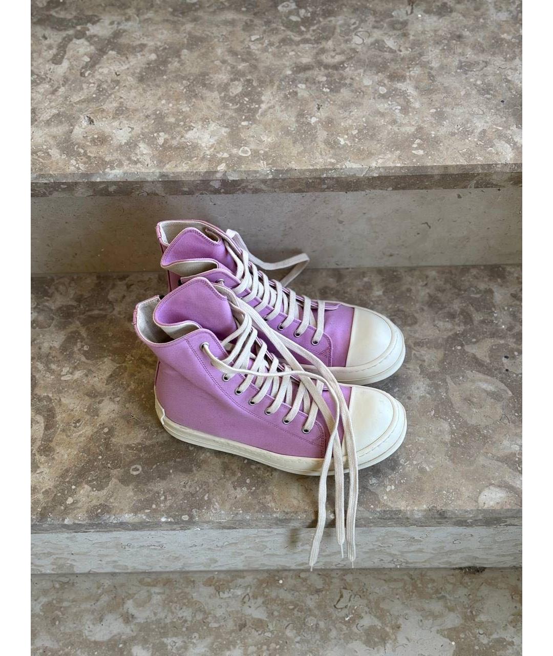 RICK OWENS Розовые кожаные кеды, фото 2