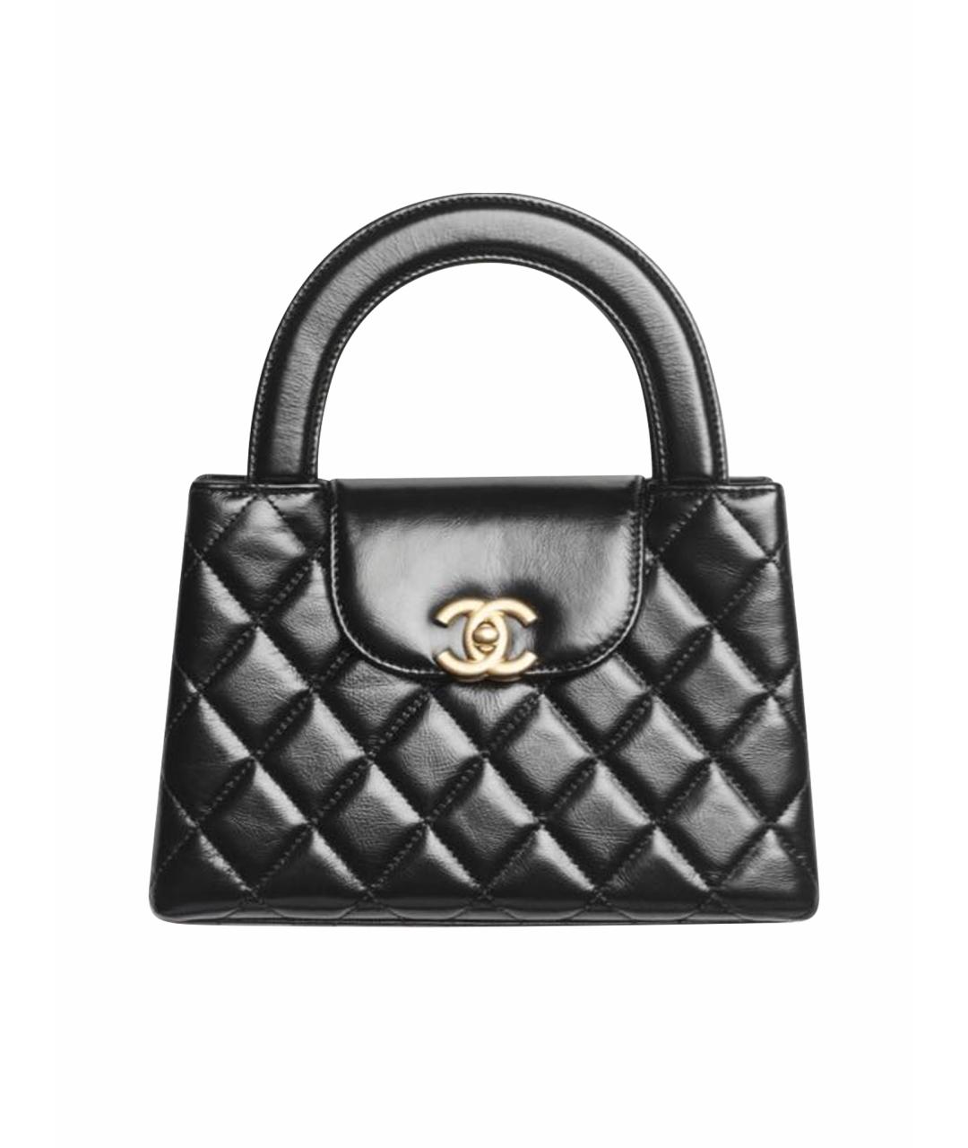 CHANEL Черная кожаная сумка с короткими ручками, фото 1