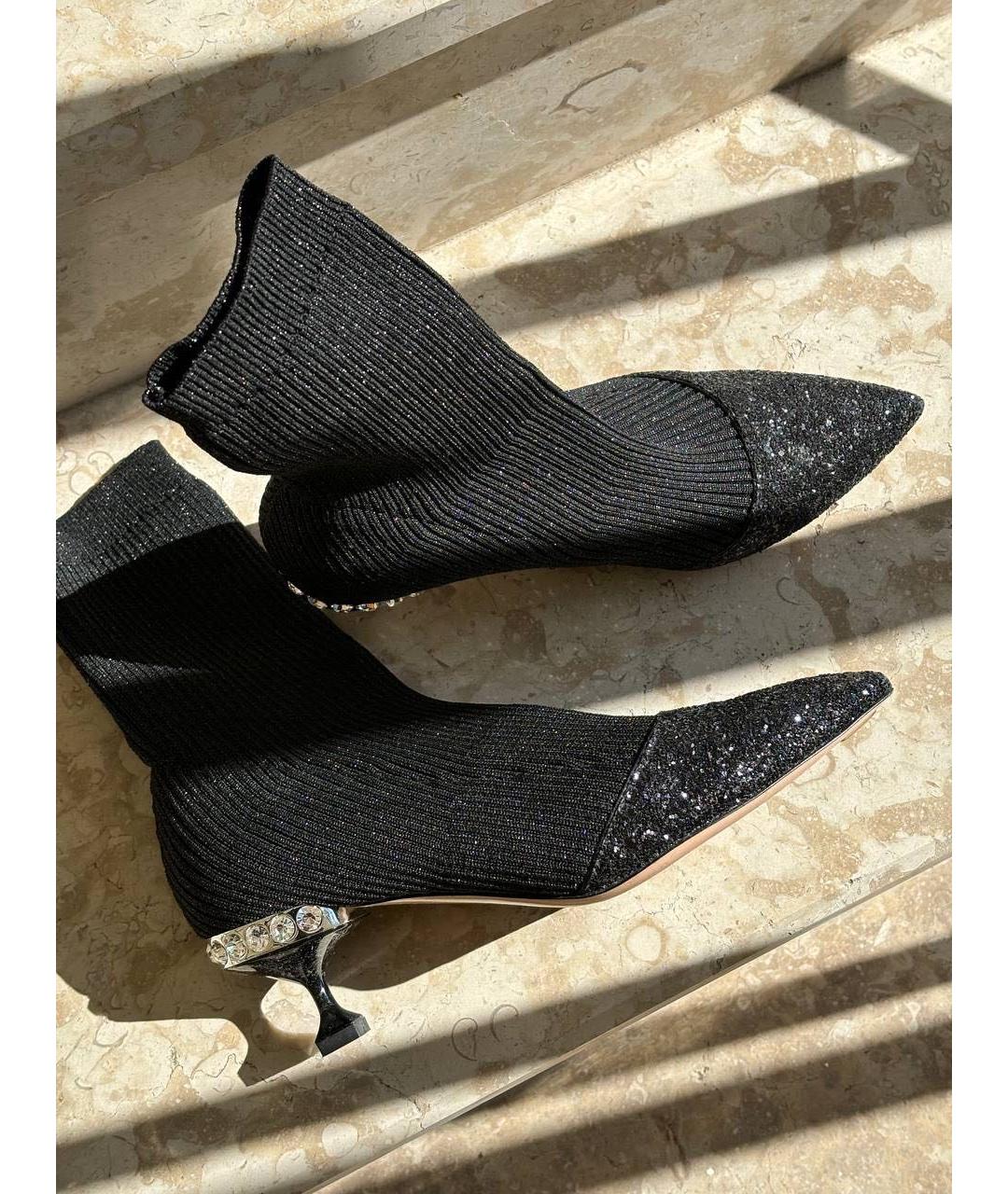 MIU MIU Черные текстильные ботильоны, фото 6