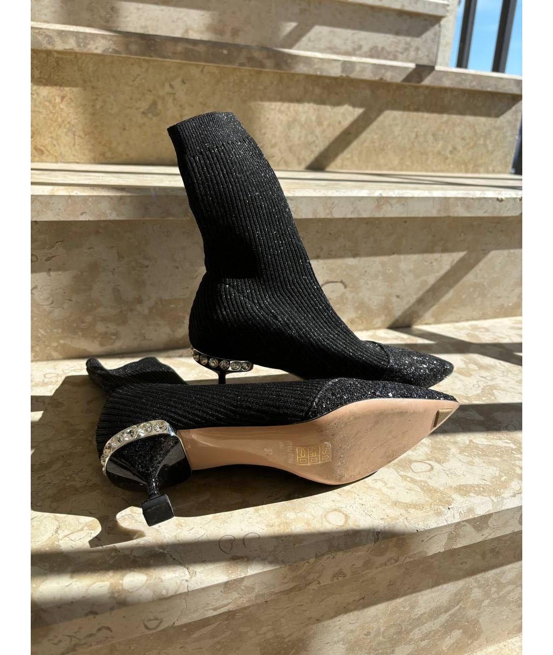 MIU MIU Черные текстильные ботильоны, фото 2