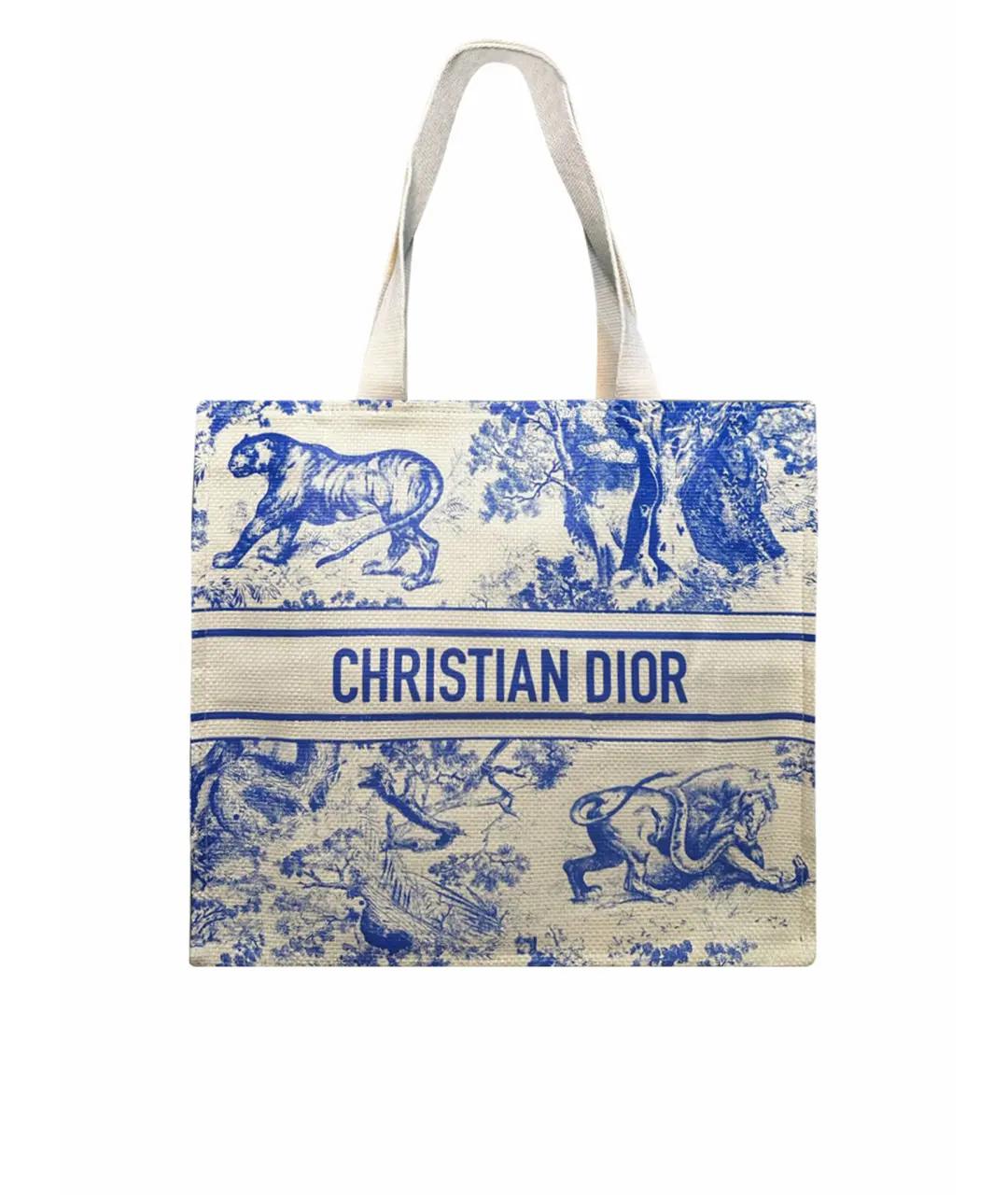 CHRISTIAN DIOR Бежевая тканевая пляжная сумка, фото 1