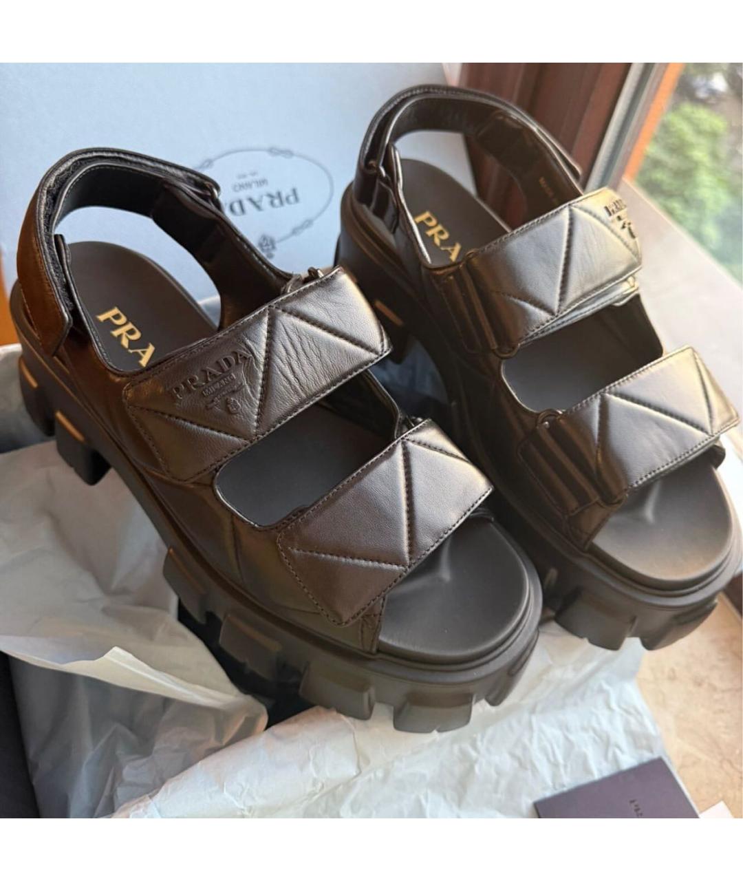 PRADA Черные кожаные сандалии, фото 4