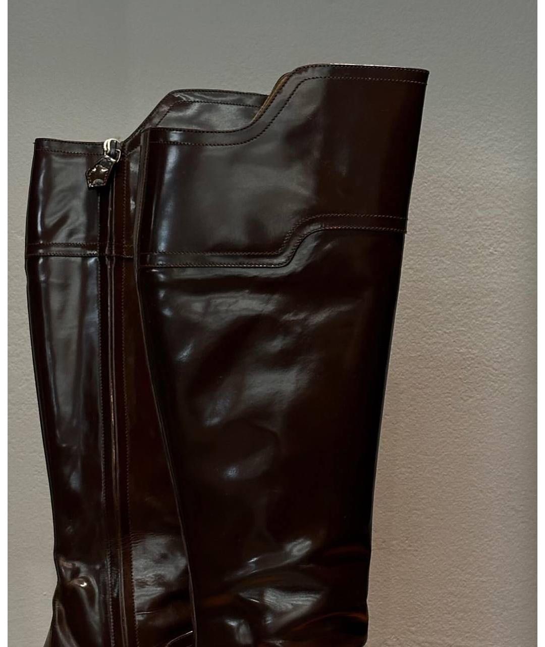 HERMES Бордовые кожаные сапоги, фото 2
