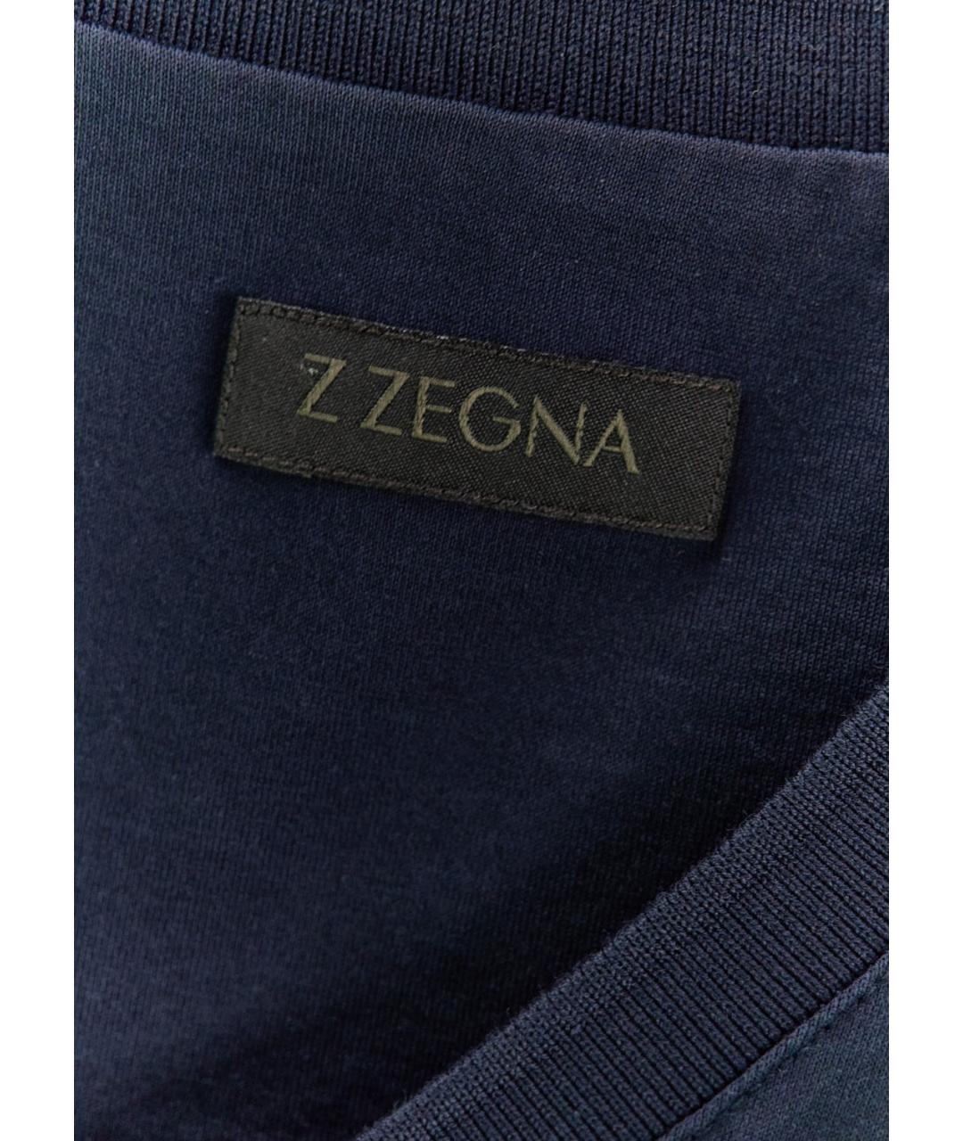 ZZEGNA Темно-синяя хлопковая футболка, фото 5