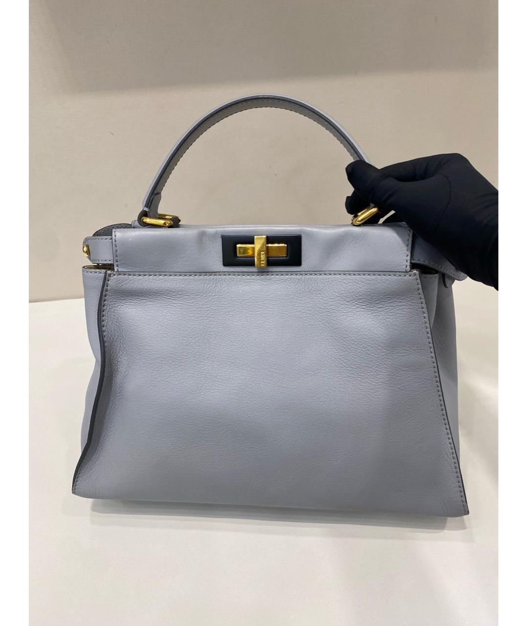 FENDI Голубая кожаная сумка тоут, фото 8