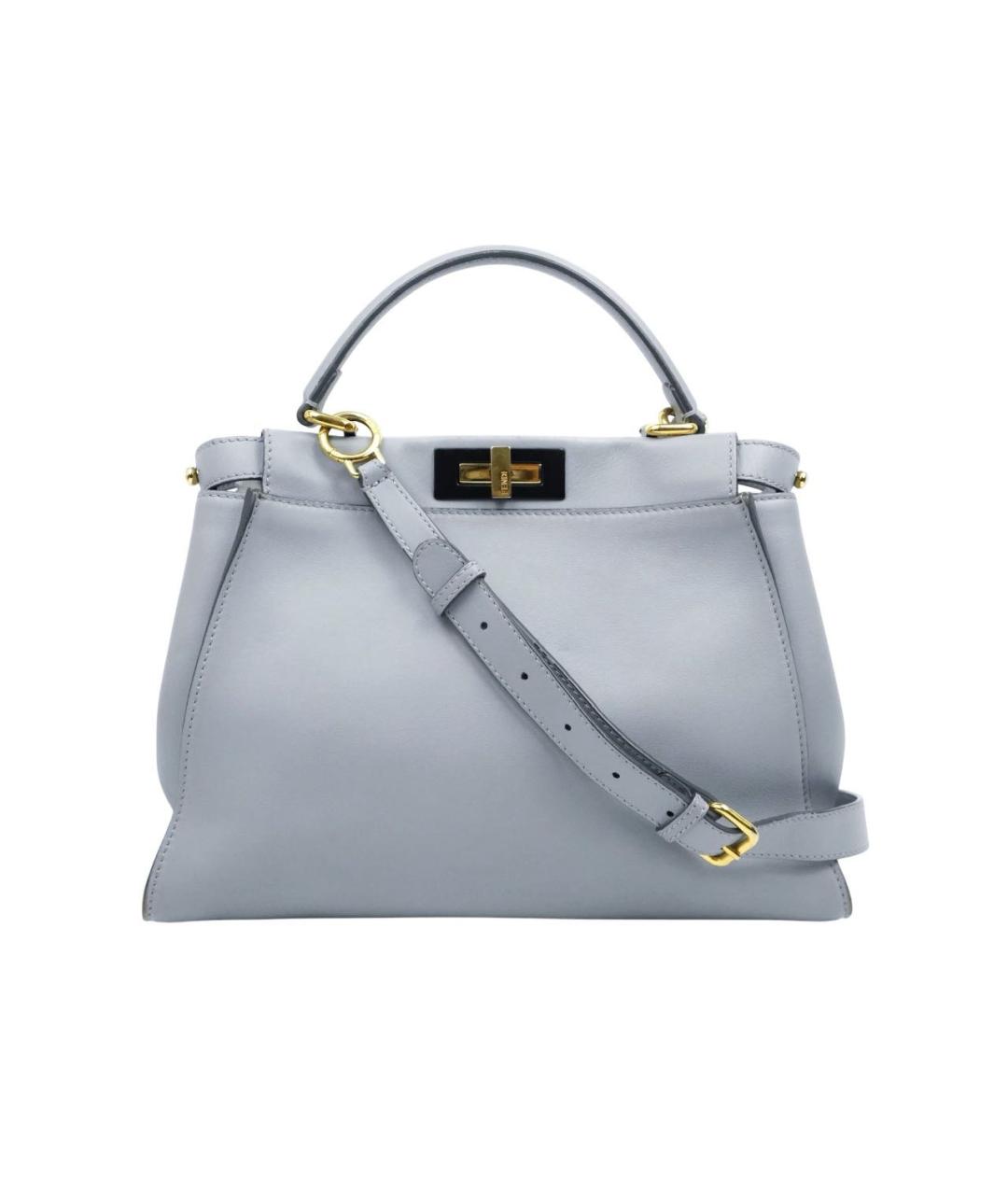 FENDI Голубая кожаная сумка тоут, фото 1