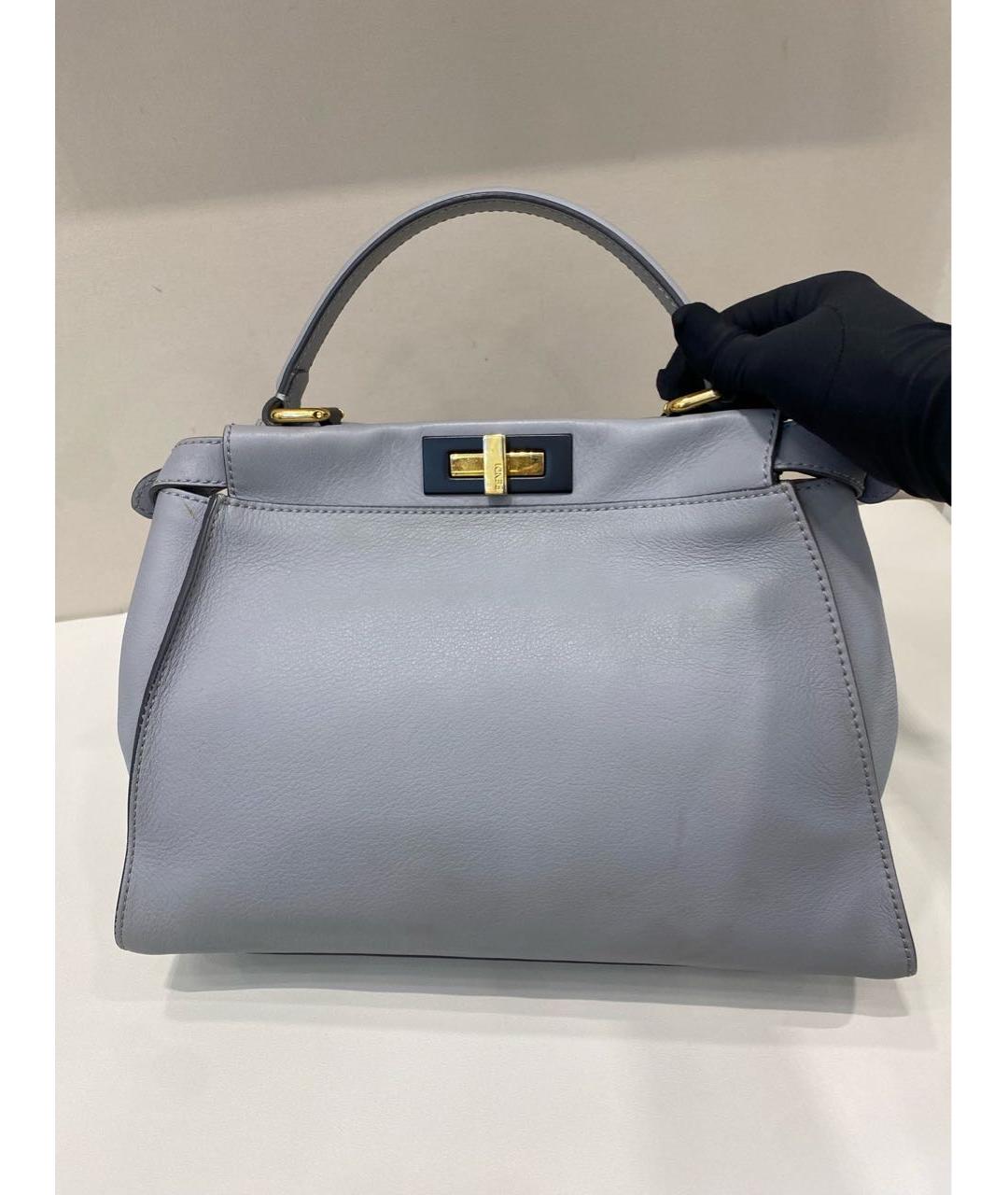 FENDI Голубая кожаная сумка тоут, фото 4