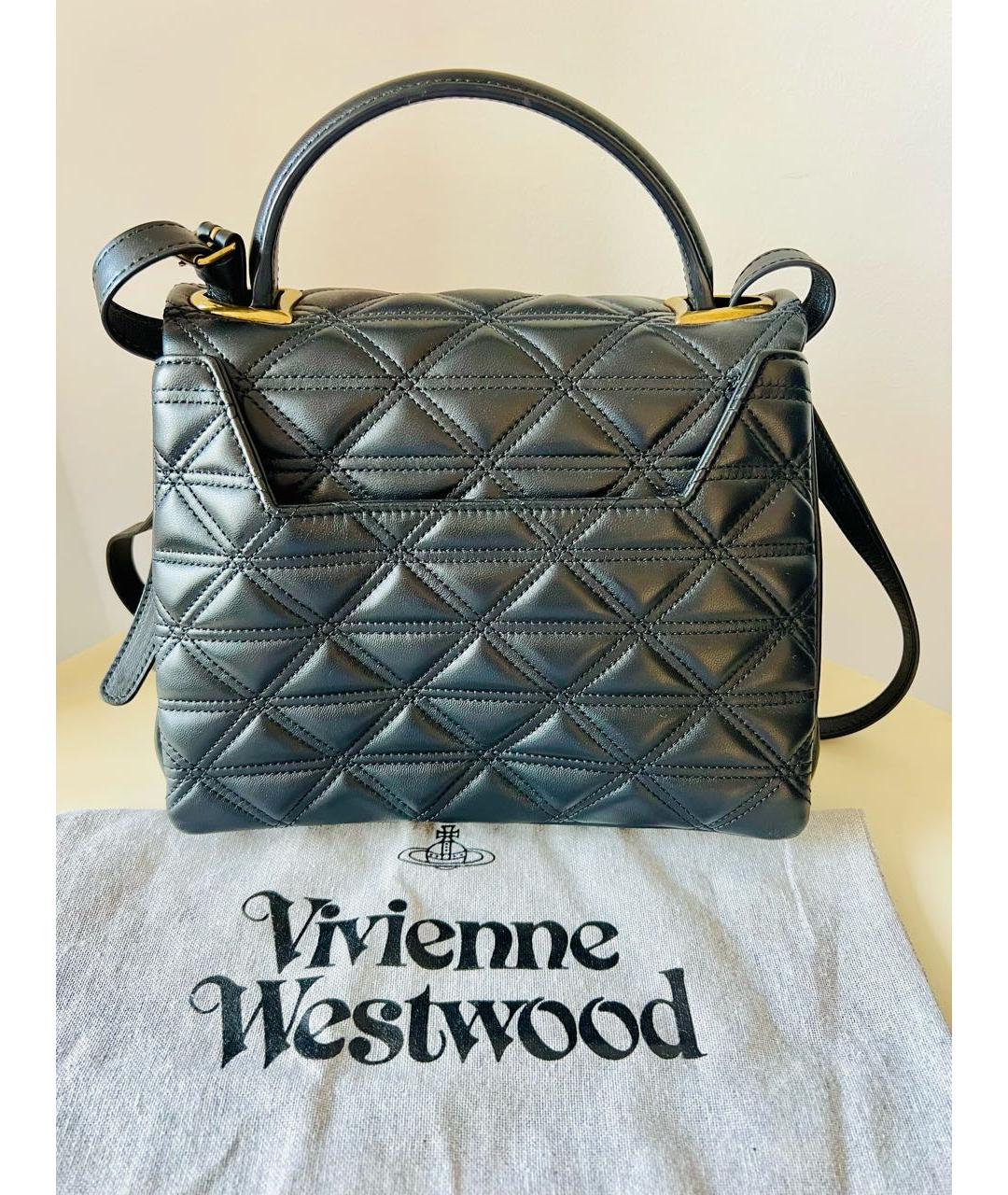 VIVIENNE WESTWOOD Черная кожаная сумка с короткими ручками, фото 5