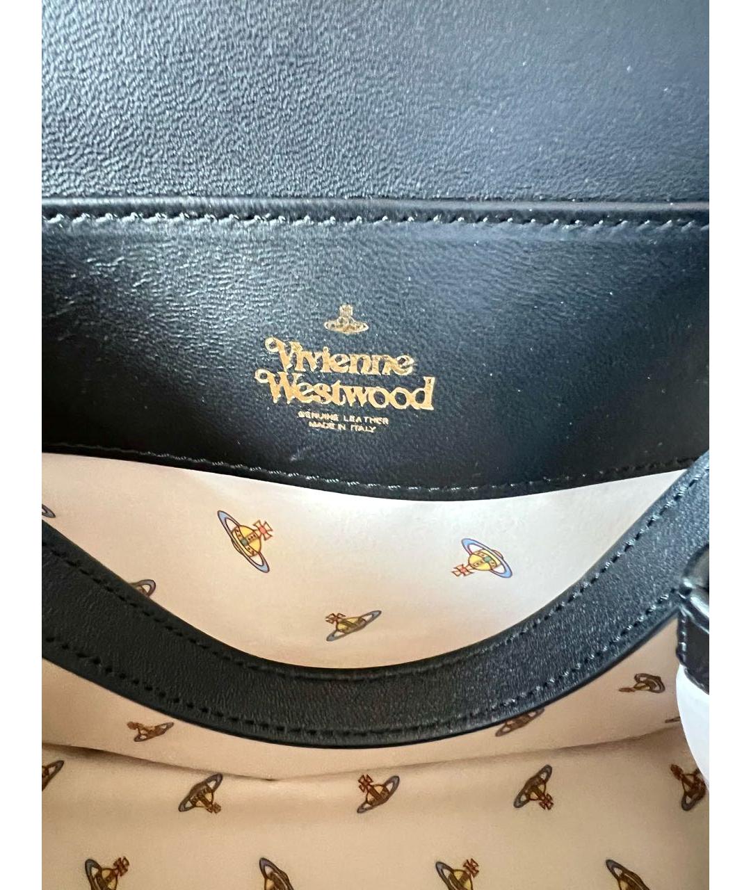 VIVIENNE WESTWOOD Черная кожаная сумка с короткими ручками, фото 4