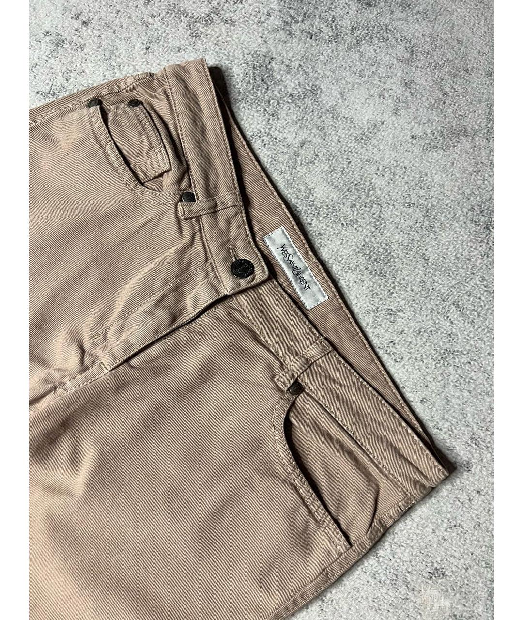 SAINT LAURENT Бежевые хлопко-эластановые джинсы слим, фото 2