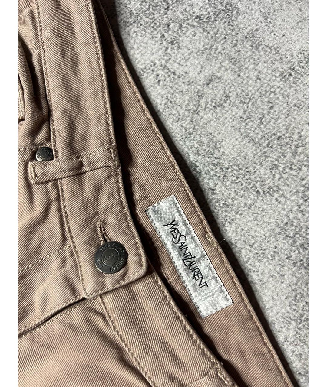 SAINT LAURENT Бежевые хлопко-эластановые джинсы слим, фото 4