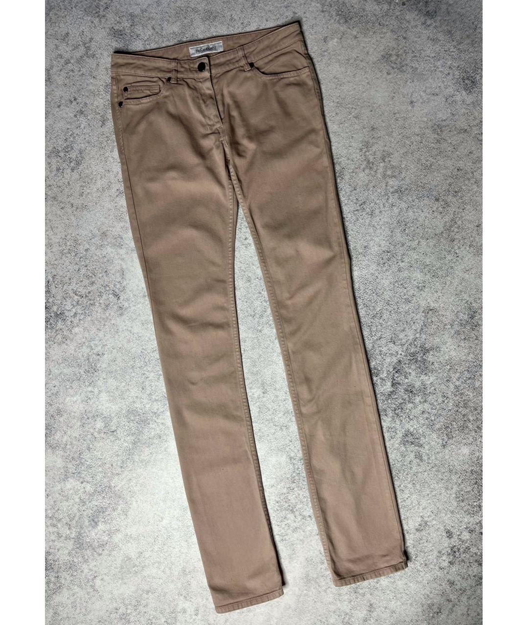 SAINT LAURENT Бежевые хлопко-эластановые джинсы слим, фото 7