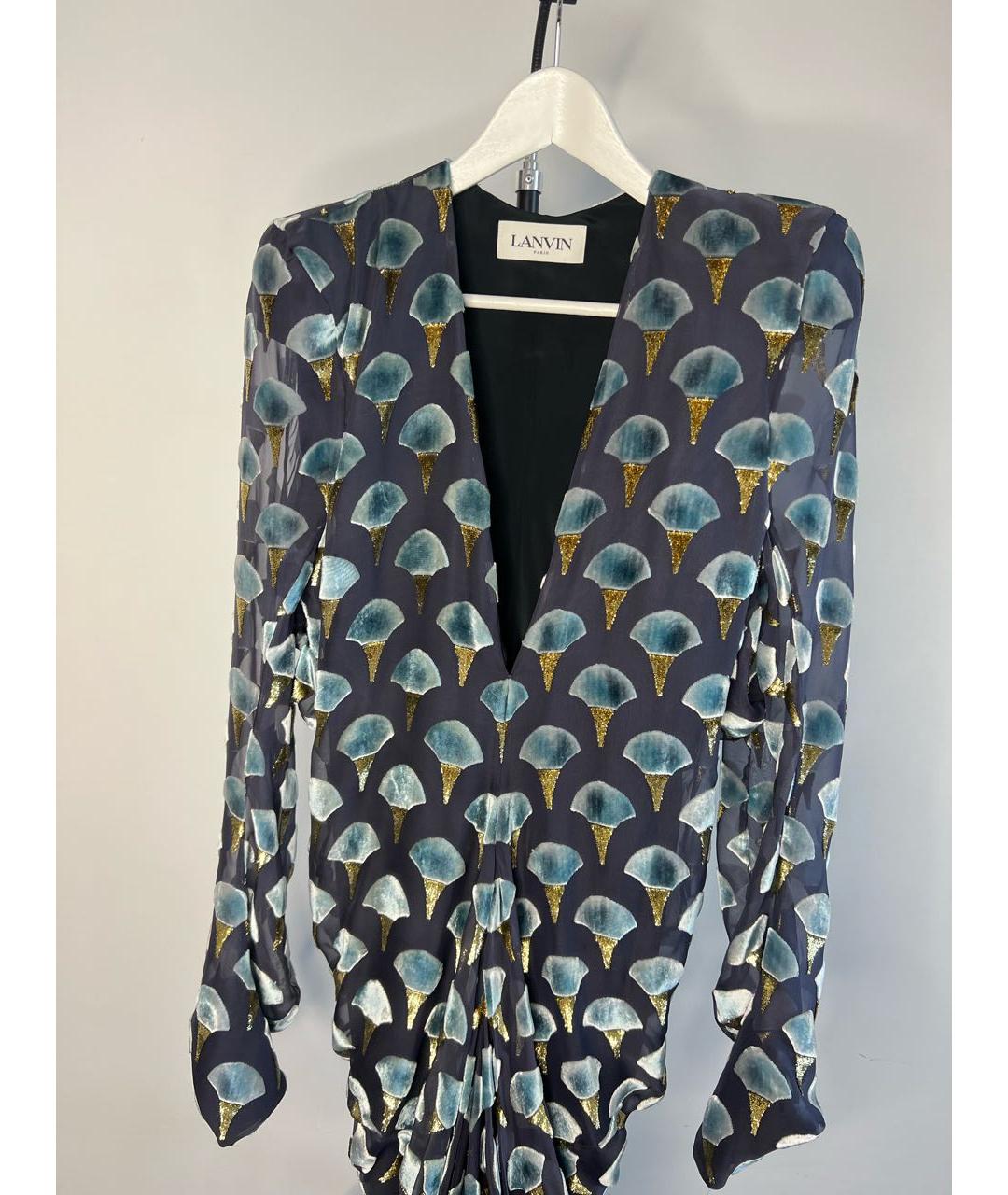 LANVIN Голубое шелковое вечернее платье, фото 3