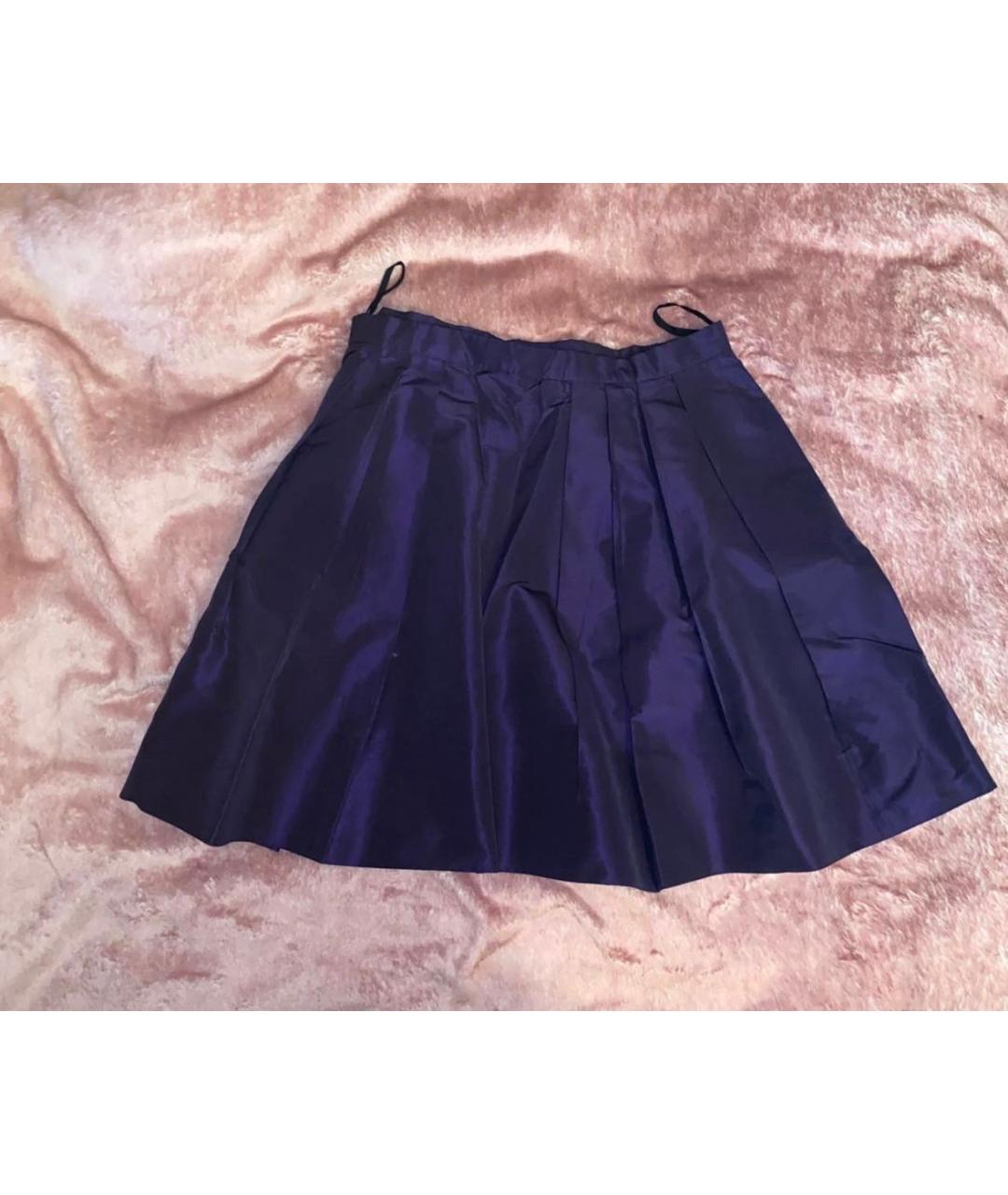 MIU MIU Фиолетовая полиэстеровая юбка мини, фото 5