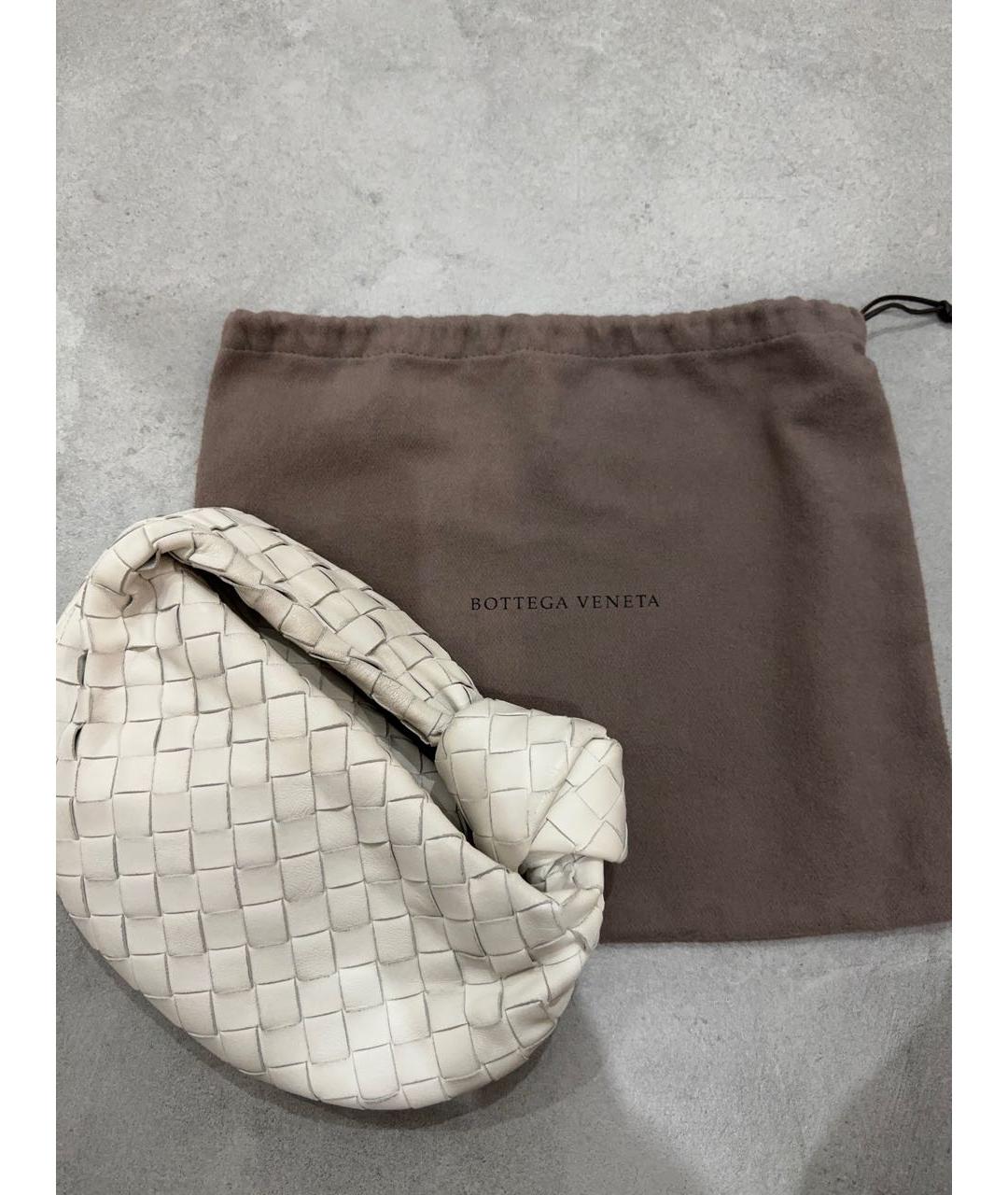 BOTTEGA VENETA Белая кожаная сумка с короткими ручками, фото 6