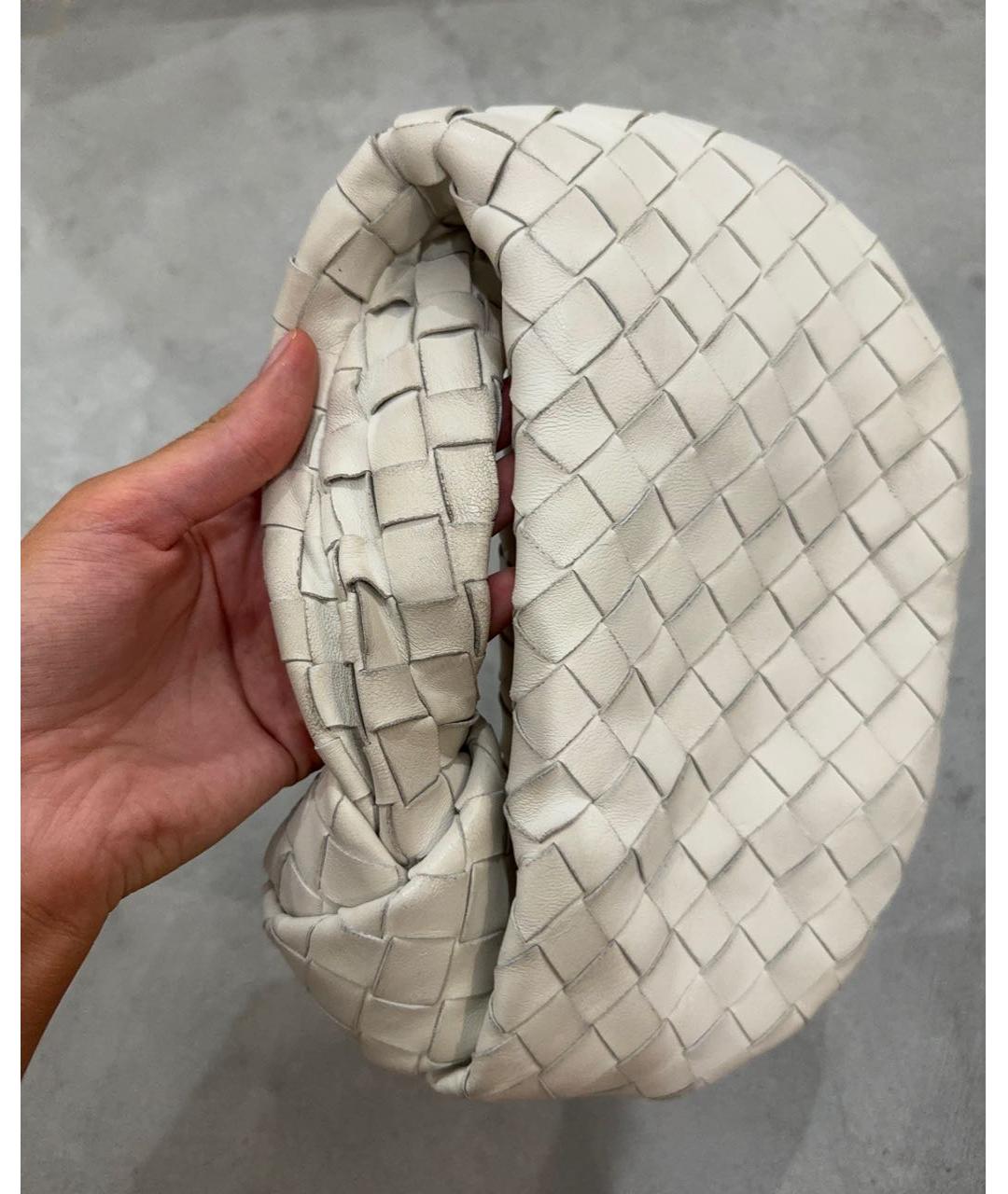 BOTTEGA VENETA Белая кожаная сумка с короткими ручками, фото 4