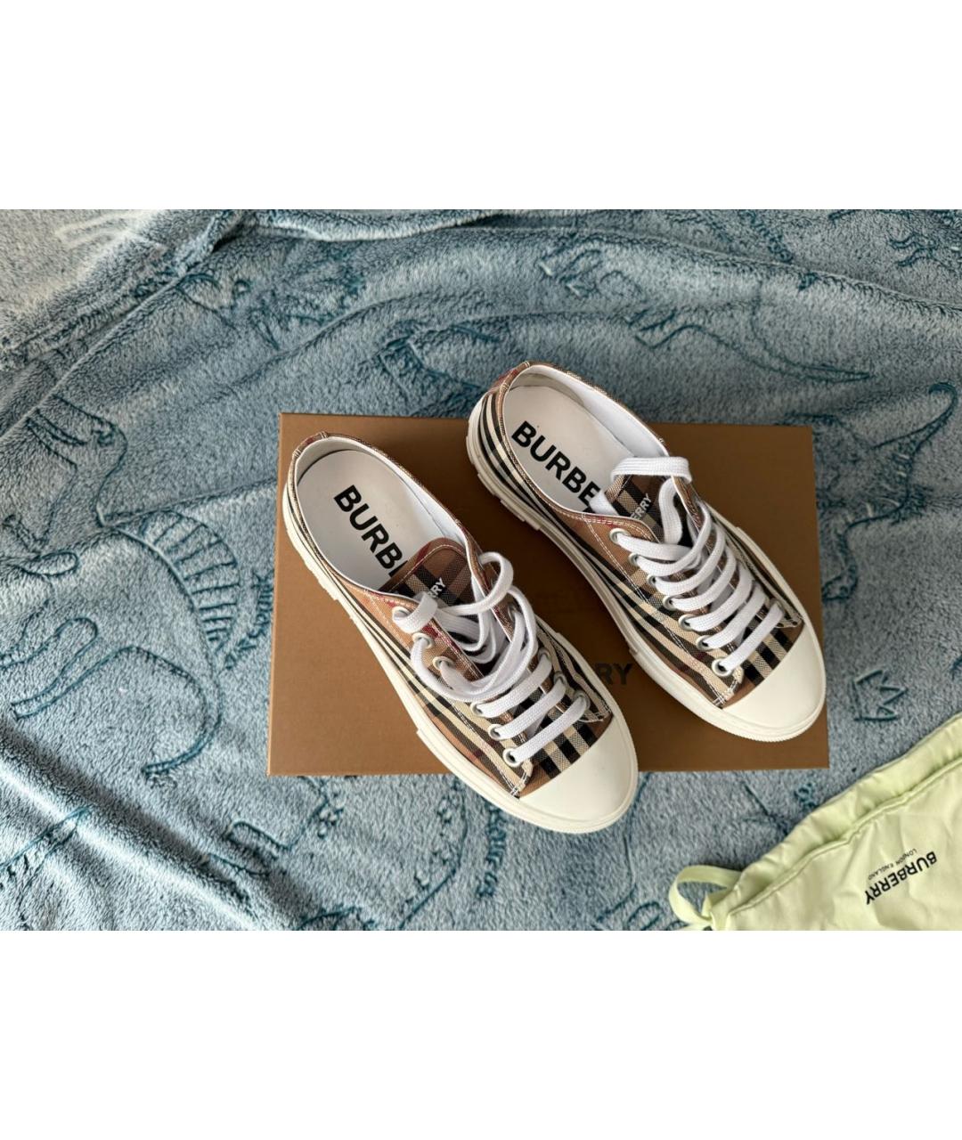 BURBERRY Коричневые текстильные кеды, фото 2