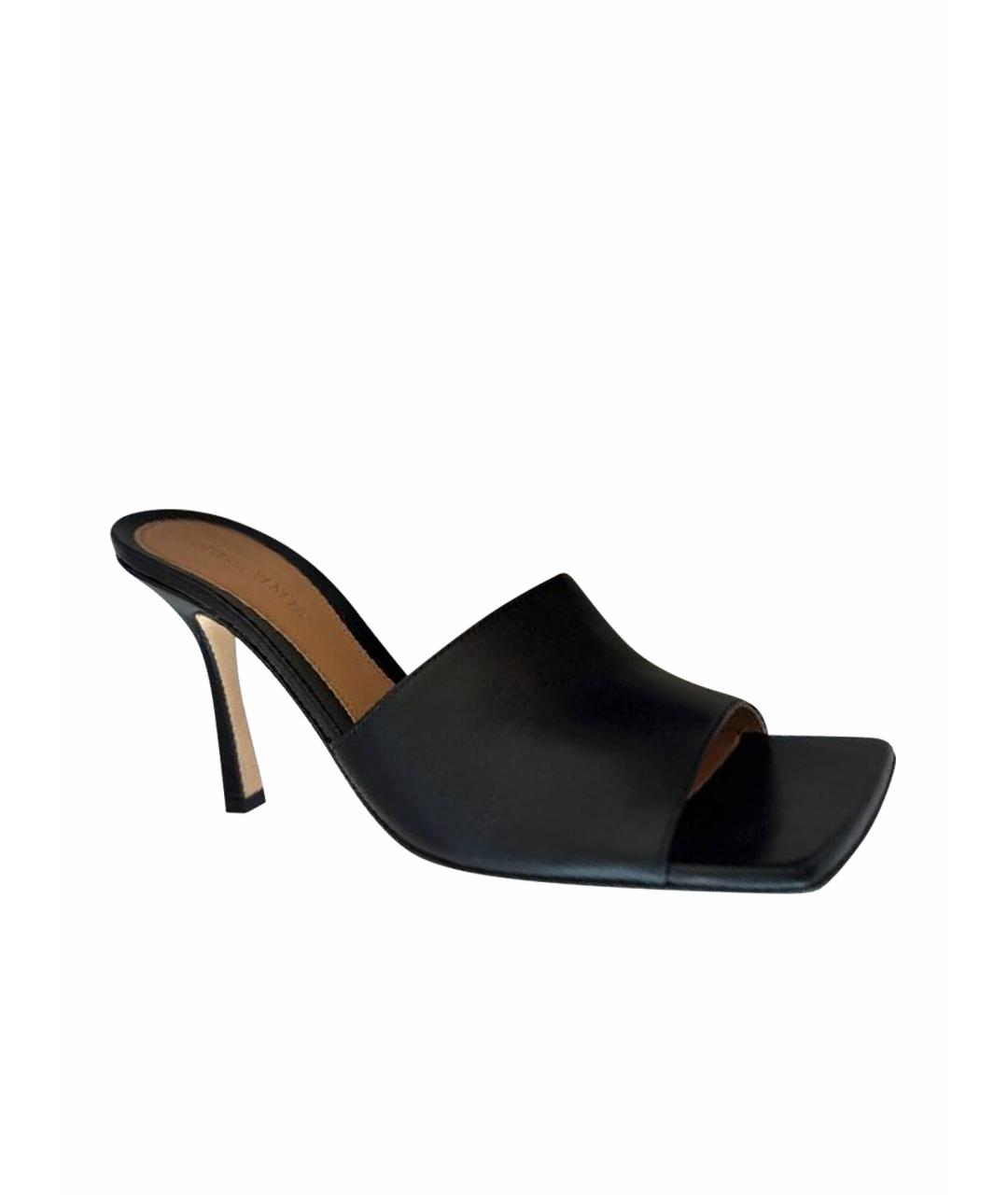 BOTTEGA VENETA Черные кожаные мюли, фото 1