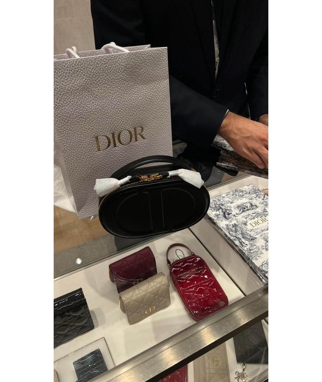 CHRISTIAN DIOR Черная кожаная сумка через плечо, фото 7
