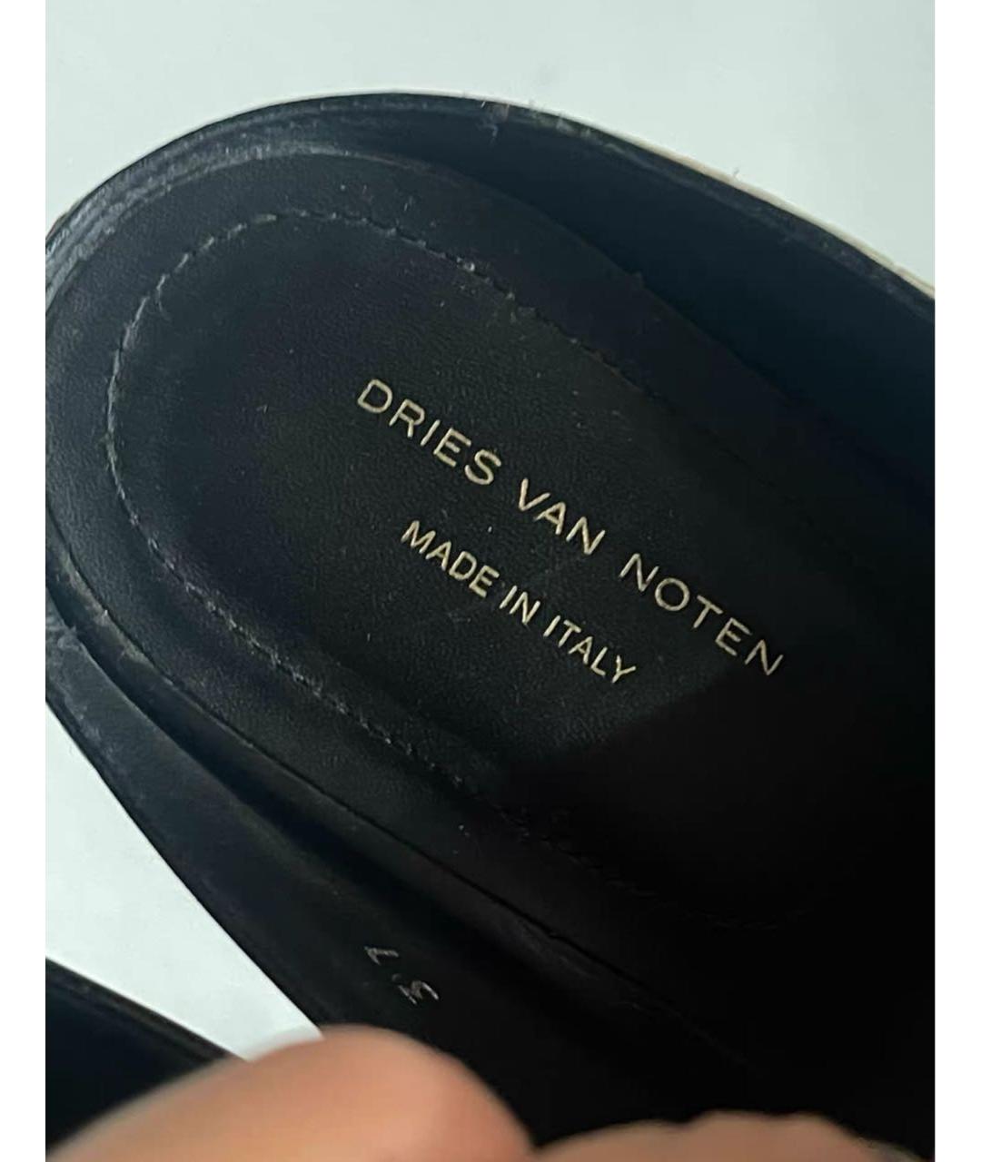 DRIES VAN NOTEN Бежевые кожаные мюли, фото 6