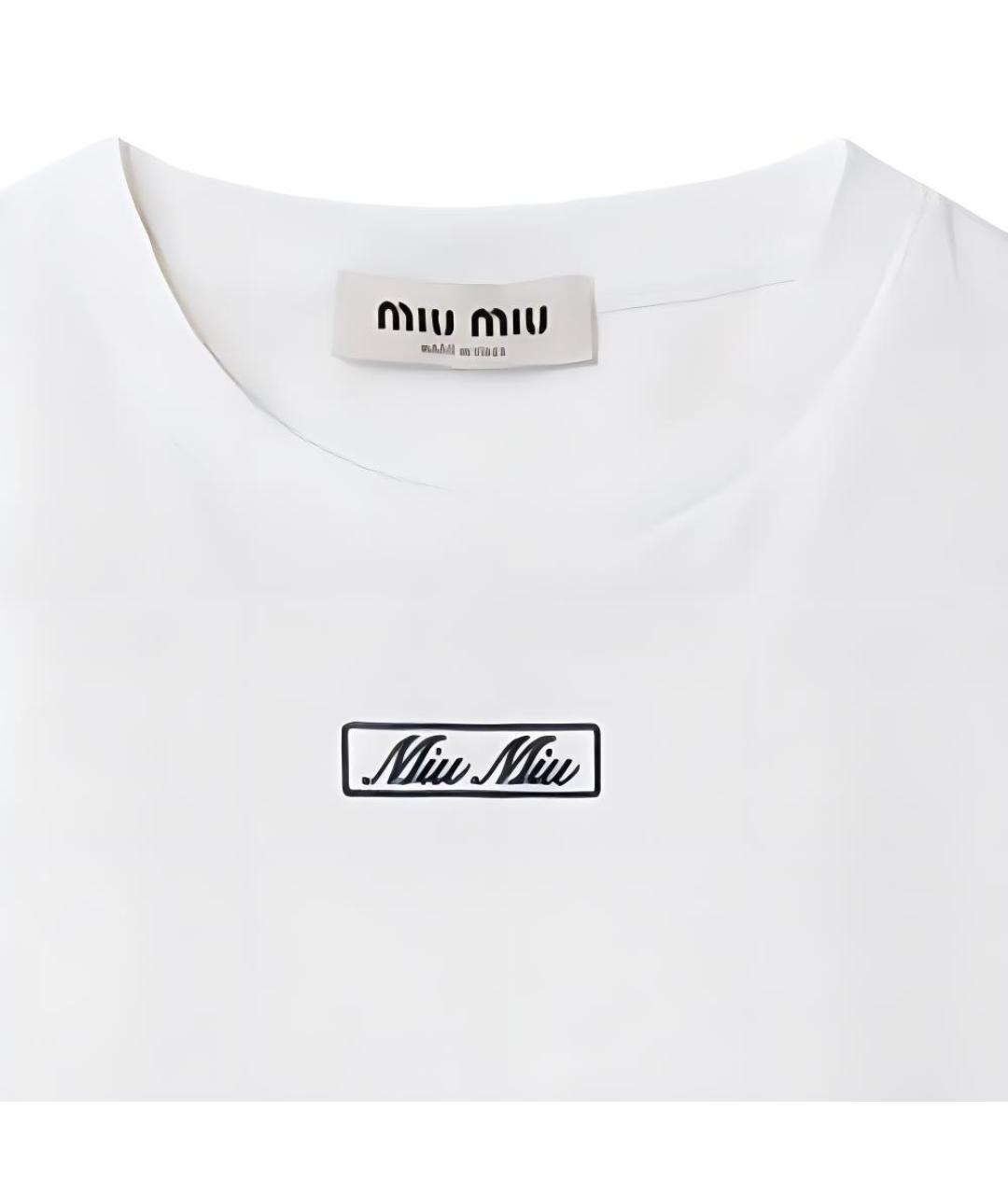 MIU MIU Белая хлопковая футболка, фото 4