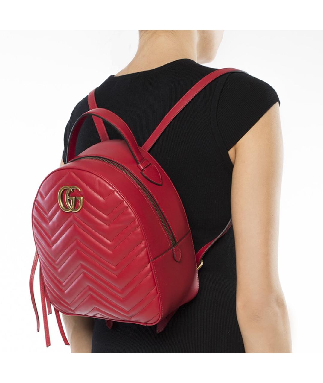 GUCCI Красный кожаный рюкзак, фото 6