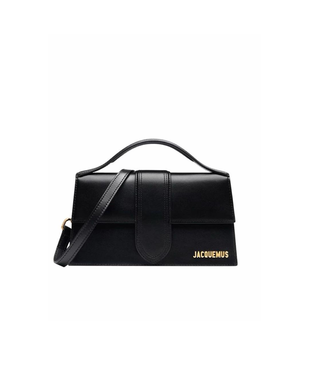 JACQUEMUS Черная кожаная сумка с короткими ручками, фото 1