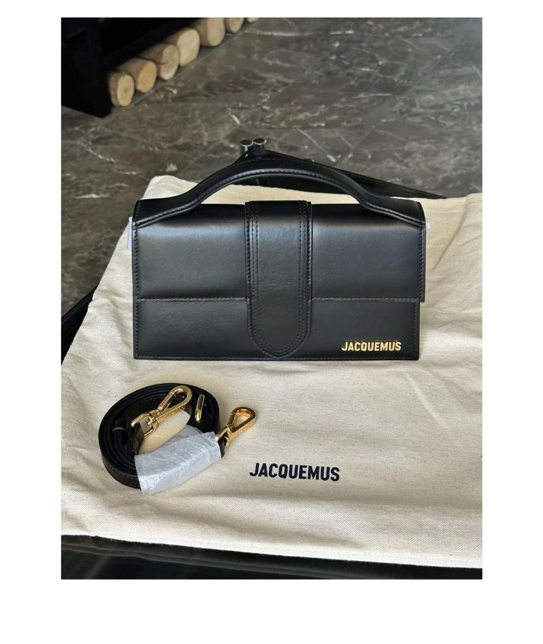 JACQUEMUS Черная кожаная сумка с короткими ручками, фото 2