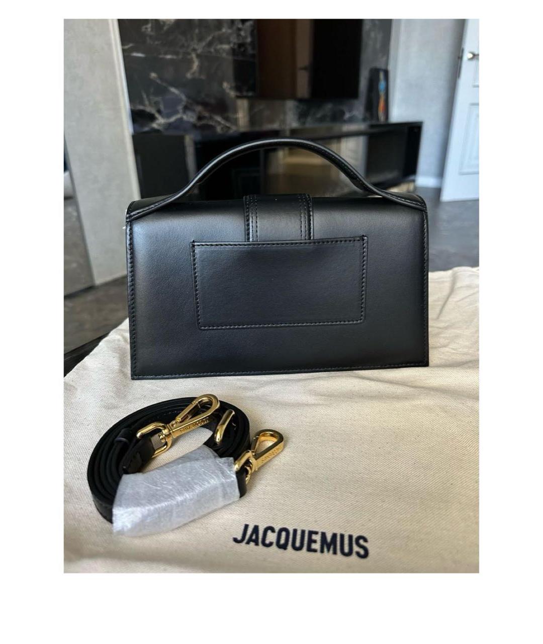JACQUEMUS Черная кожаная сумка с короткими ручками, фото 3
