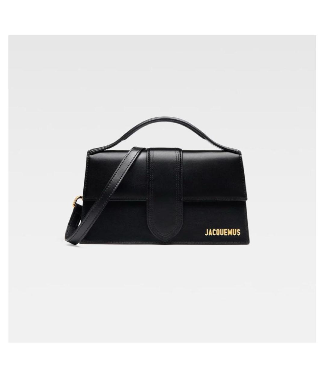 JACQUEMUS Черная кожаная сумка с короткими ручками, фото 6