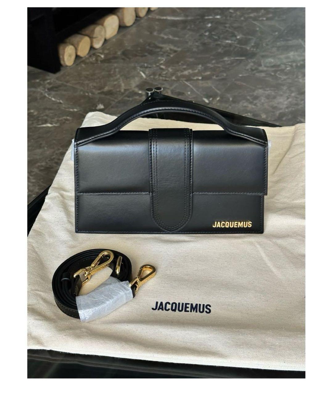 JACQUEMUS Черная кожаная сумка с короткими ручками, фото 2