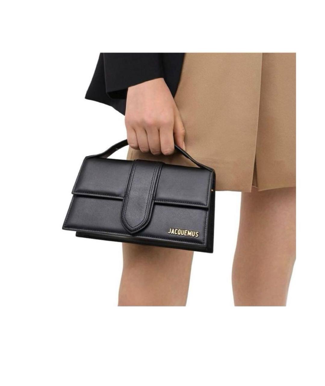JACQUEMUS Черная кожаная сумка с короткими ручками, фото 7