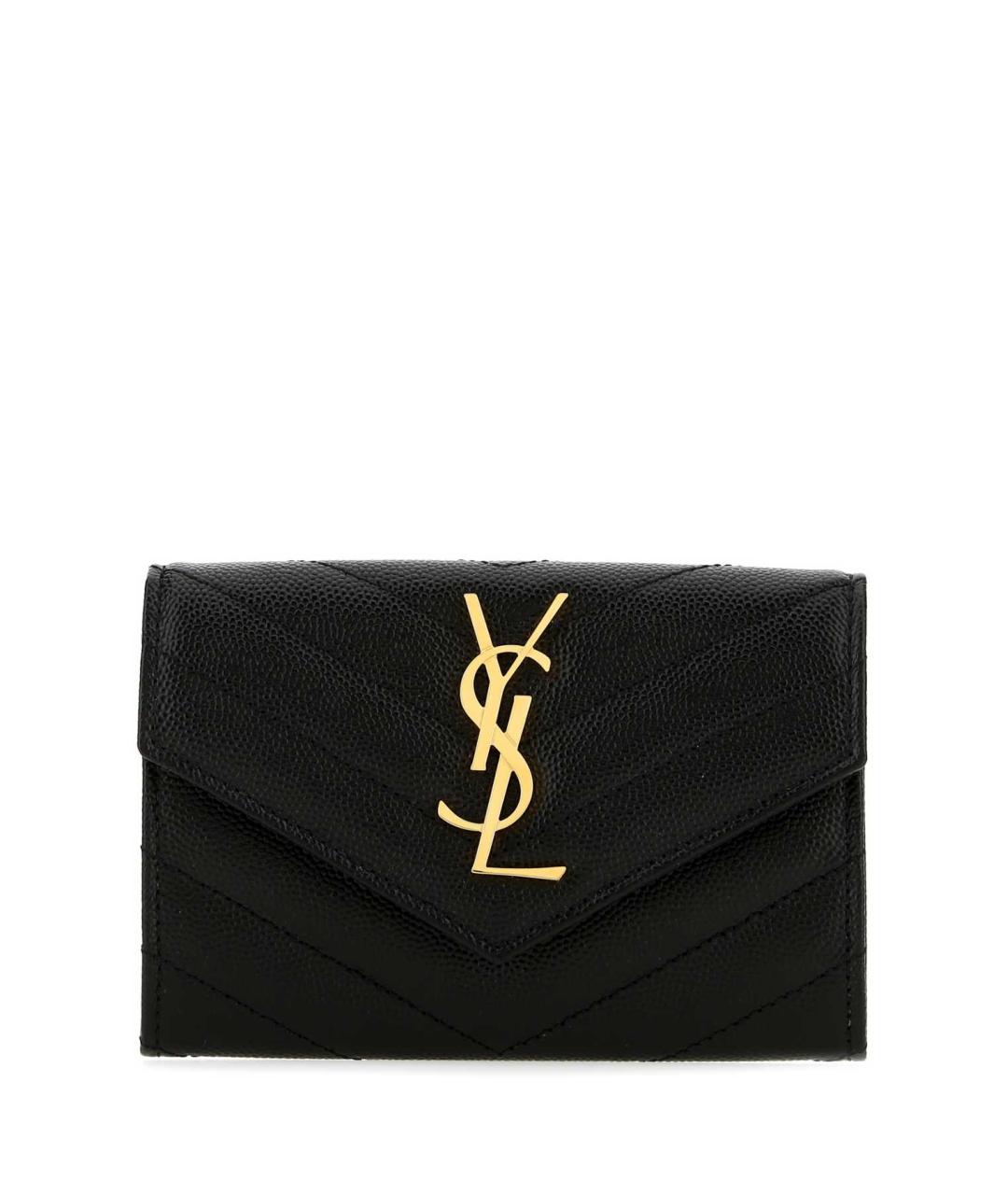 SAINT LAURENT Черный кожаный кошелек, фото 1