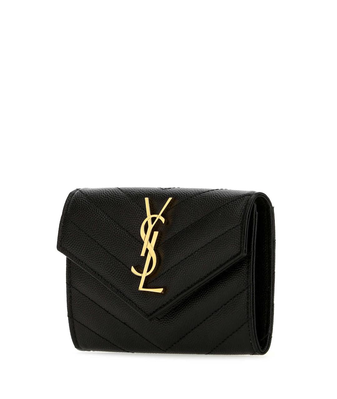 SAINT LAURENT Черный кожаный кошелек, фото 2