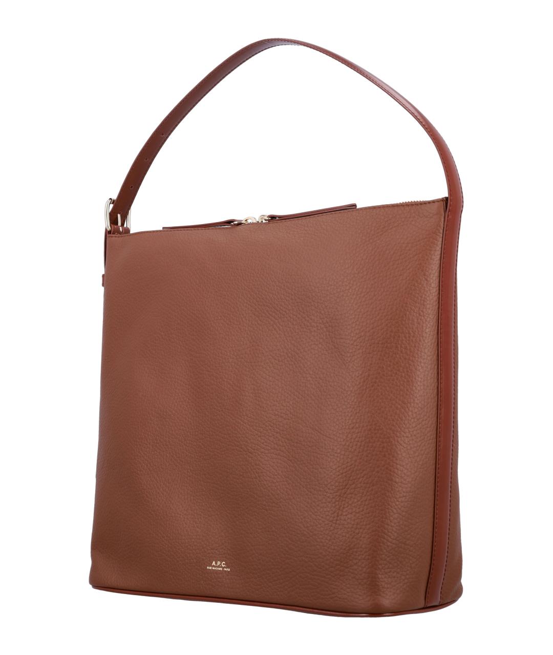 A.P.C. Коричневая кожаная сумка тоут, фото 3