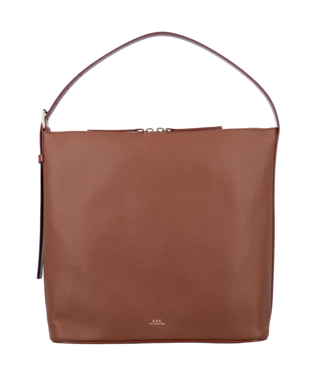 A.P.C. Коричневая кожаная сумка тоут, фото 1