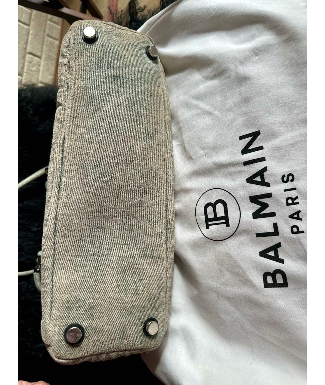BALMAIN Серая деним сумка тоут, фото 3