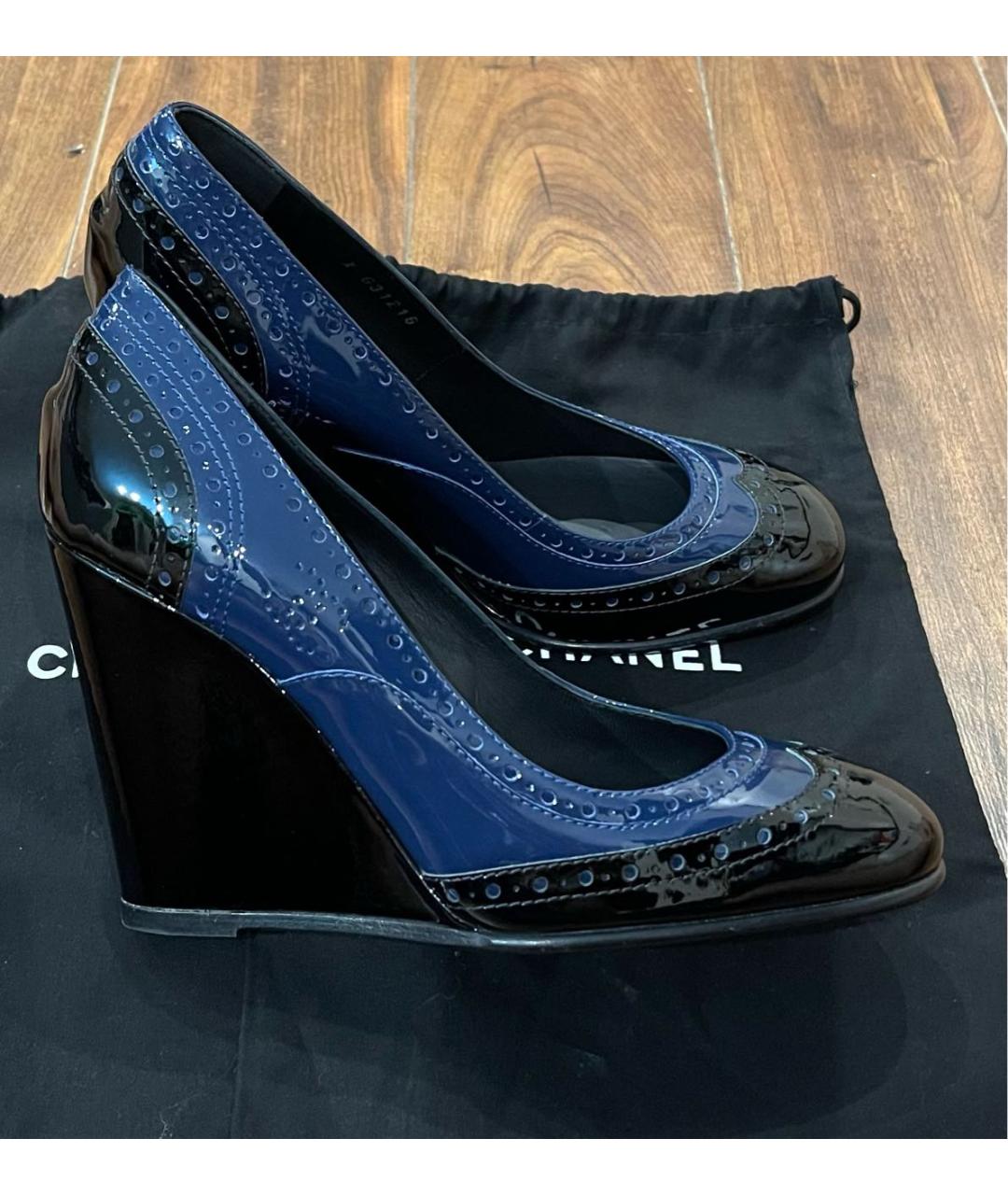 CHANEL Синие кожаные туфли, фото 9