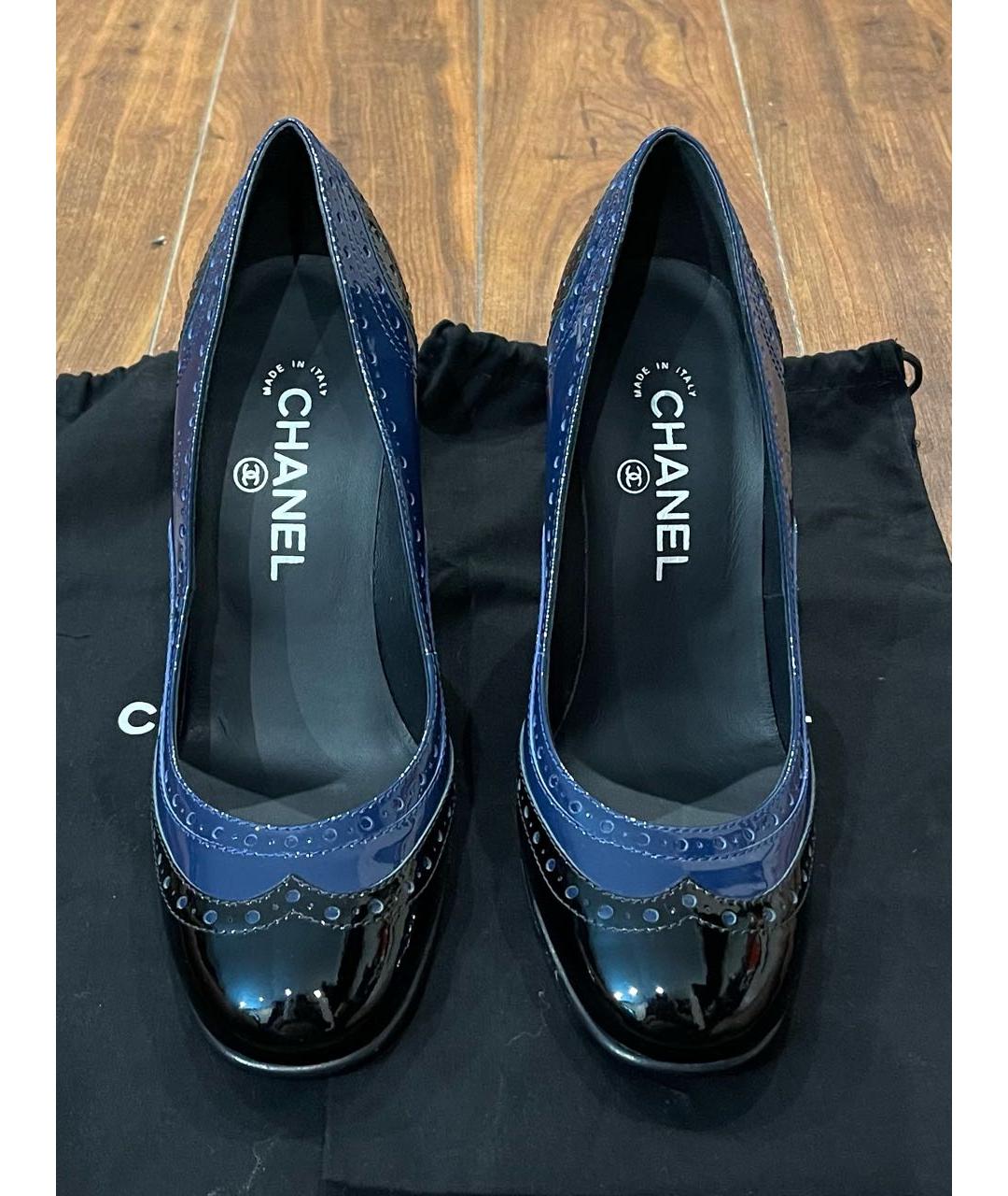 CHANEL Синие кожаные туфли, фото 2