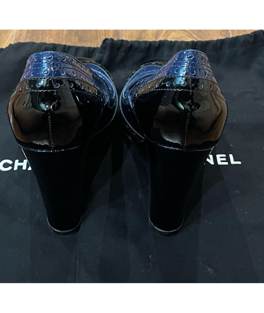 CHANEL Синие кожаные туфли, фото 4