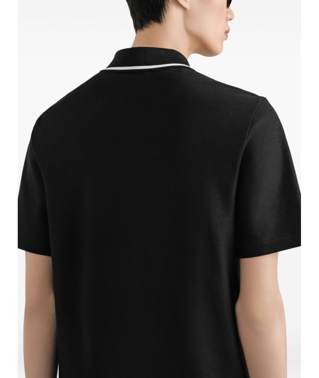 DOLCE&GABBANA Черное хлопковое поло с коротким рукавом, фото 5